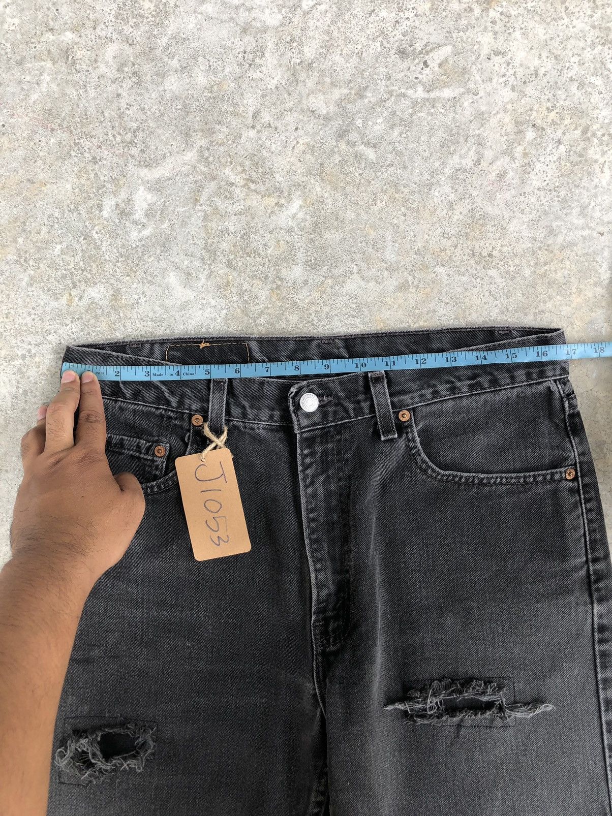 If Six Was Nine Vintage Levis 505 Patchwork Distressed Jeans Size US 33 - 22 Thumbnail