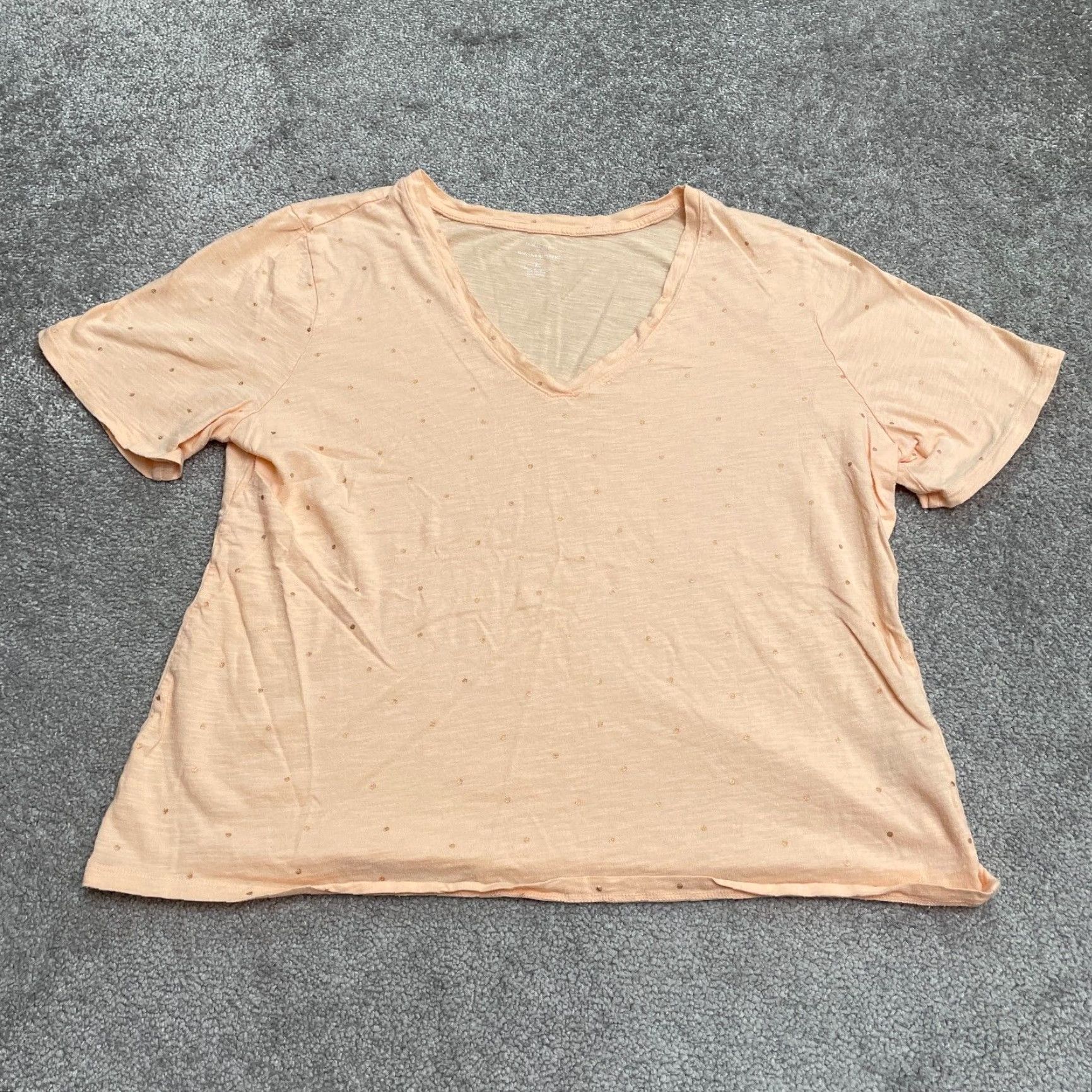 Banana Republic Banana Republic T-Shirt Womens XL Orange Peach Polka Dot V-Neck Casual Tee Top Shirt Size XL / US 12-14 / IT 48-50 - 2 Thumbnail