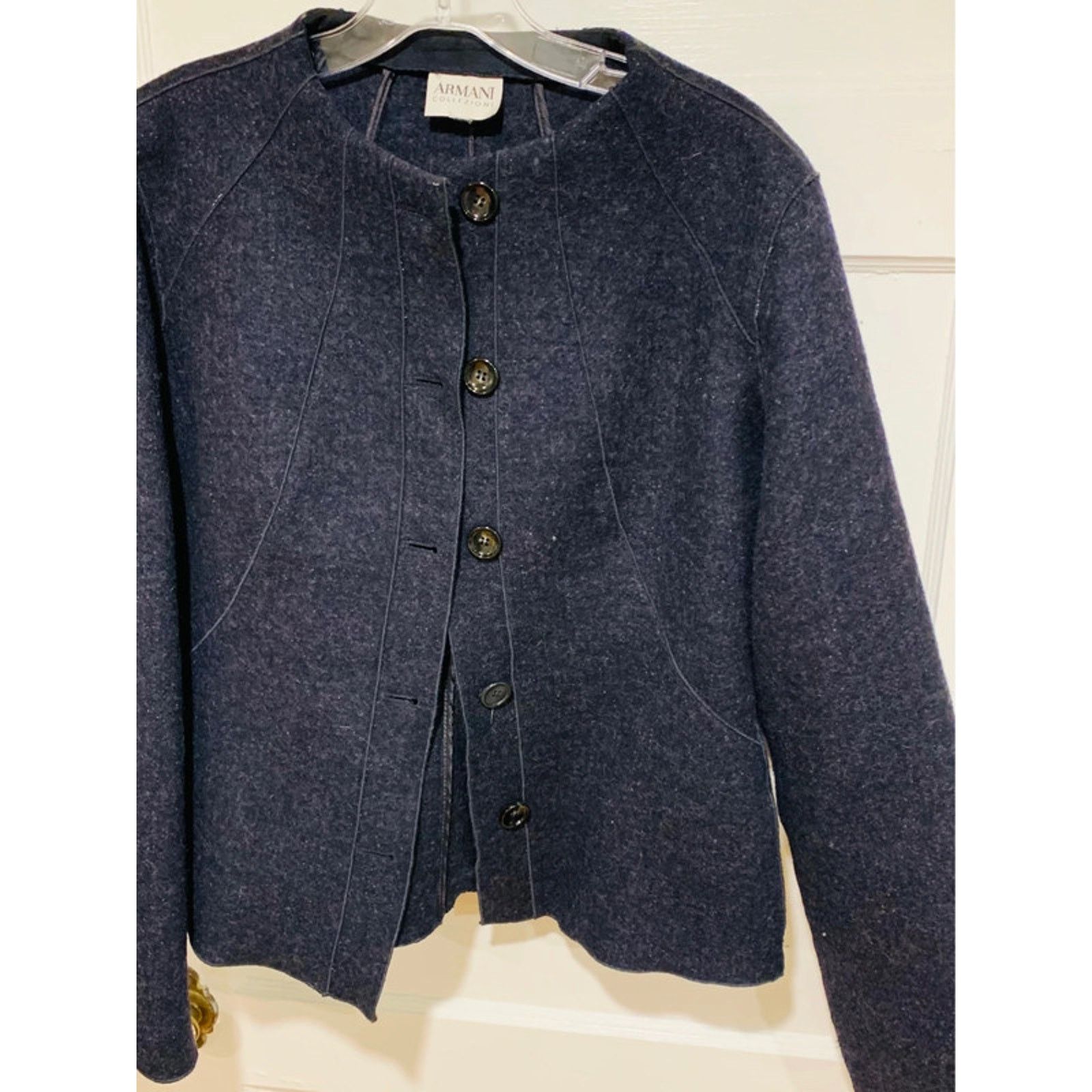 Armani Armani Collezioni M Navy Wool Jacket Front Button Closure Size M / US 6-8 / IT 42-44 - 3 Thumbnail