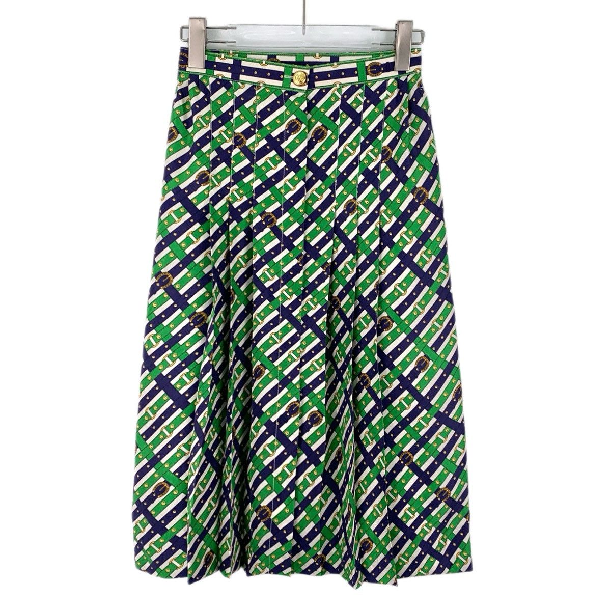 Gucci Gucci Green All-over Print Silk Long Casual Skirt K26WX Size 25" / US 0 / IT 36 - 1 Thumbnail