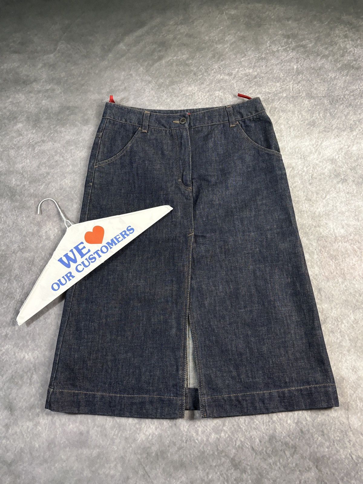 Prada × Vintage 2000s Prada Sport Vintage Prada Denim Maxi Skirt 1990s Long Size 28" / US 6 / IT 42 - 1 Thumbnail