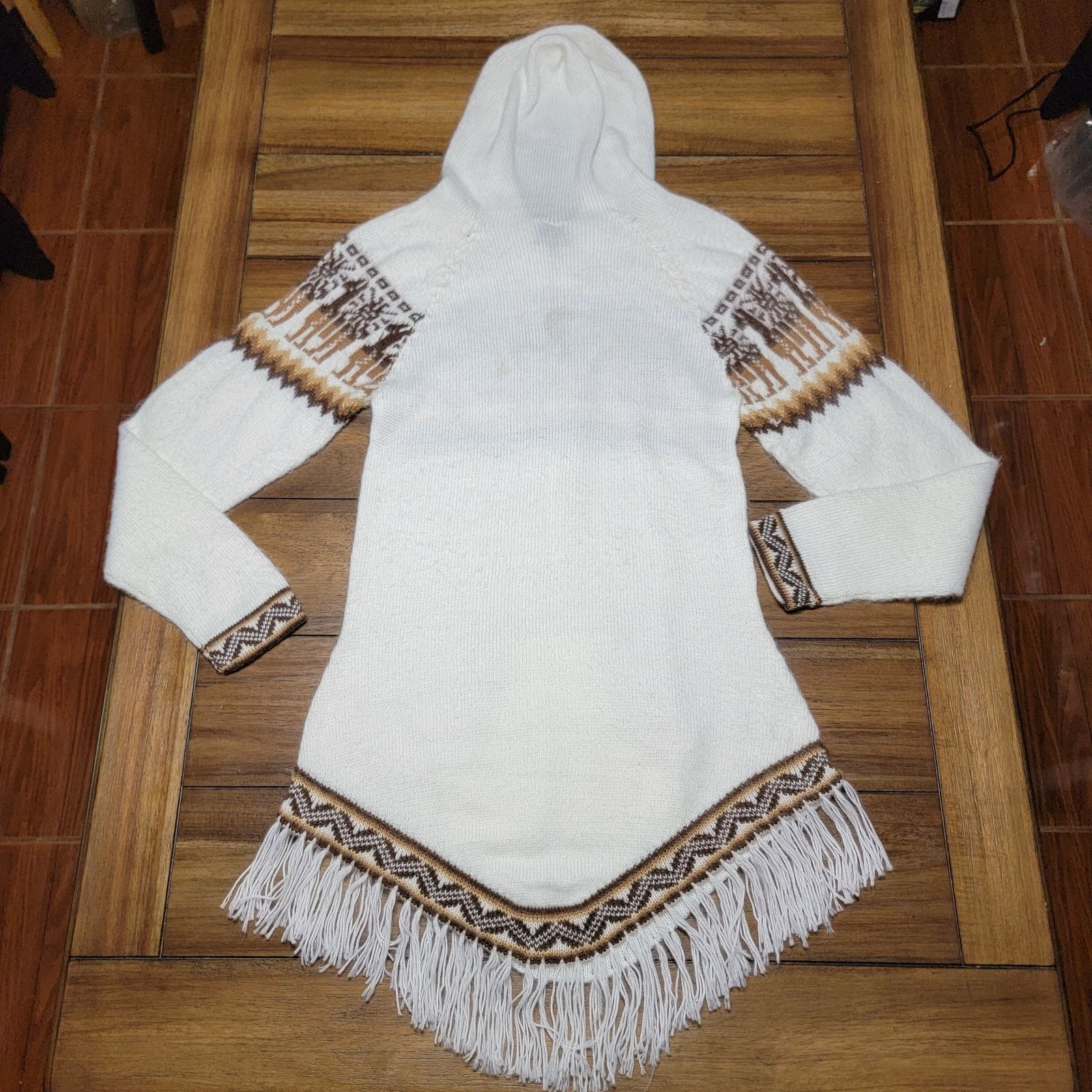 Other Kactus Long Knitted Hooded Sweater 100% Alpaca Wool -Size XS Size XS / US 0-2 / IT 36-38 - 3 Thumbnail