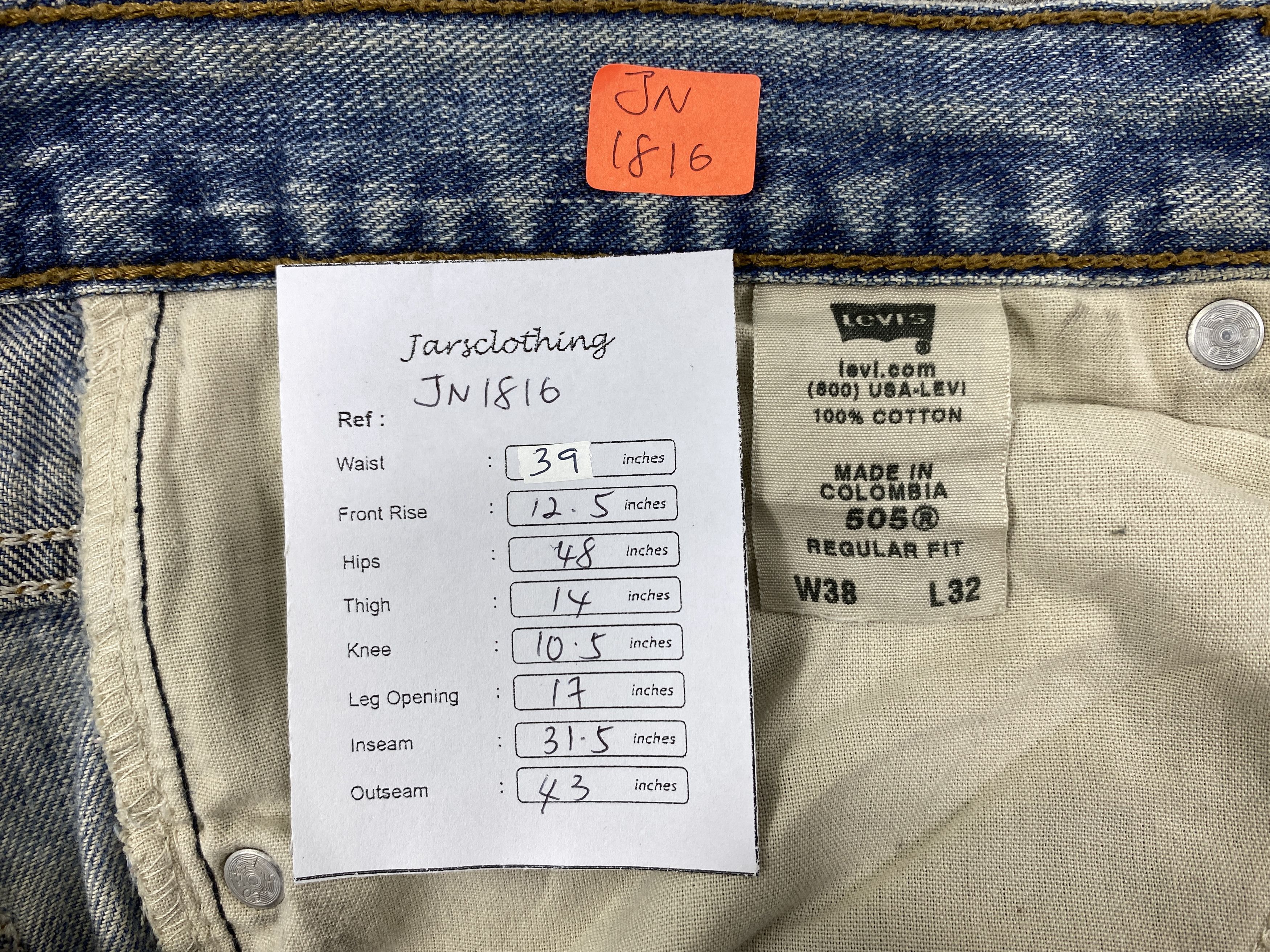 Japanese Brand Dirty Used Blue Vintage Levi's 505 39x31.5 Denim -JN1816 Size US 39 - 8 Thumbnail