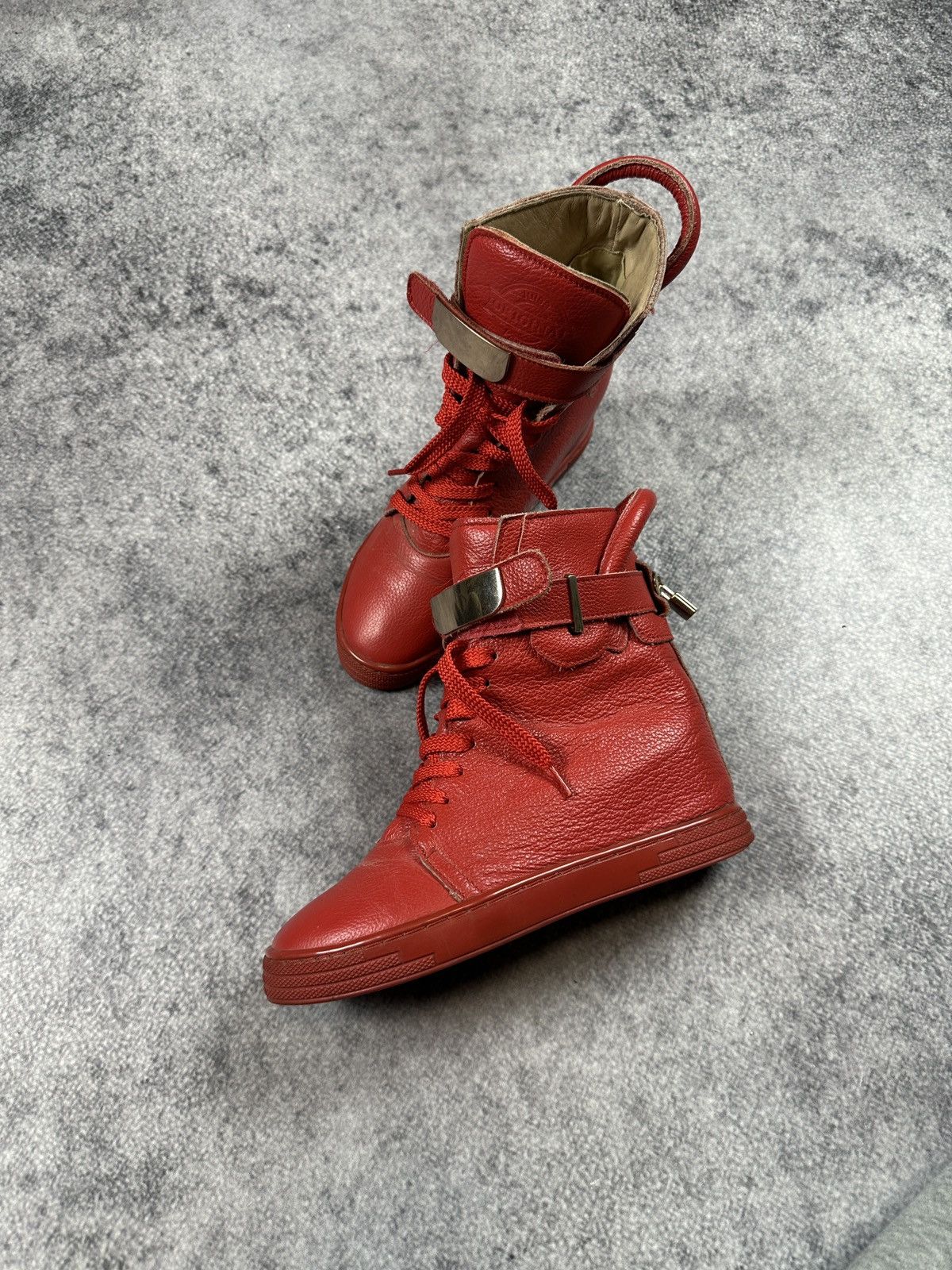 Vintage Y2K Vintage Leather Red High Sneakers Streetwear Opium Vamp Size US 6 / IT 36 - 2 Thumbnail