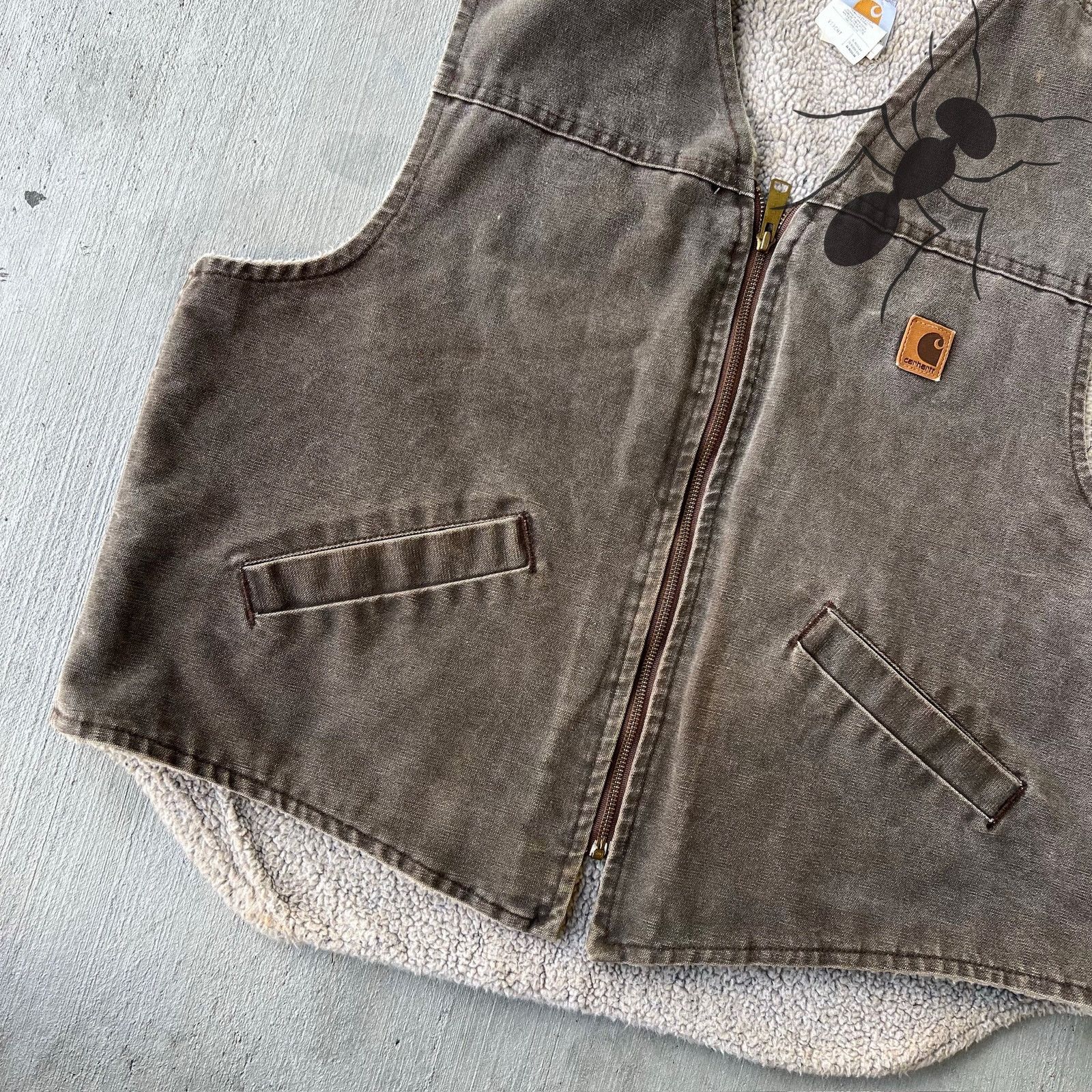 Carhartt × Vintage Carhartt V13 CHT brown sherpa work wear vest Size US XL / EU 56 / 4 - 7 Thumbnail