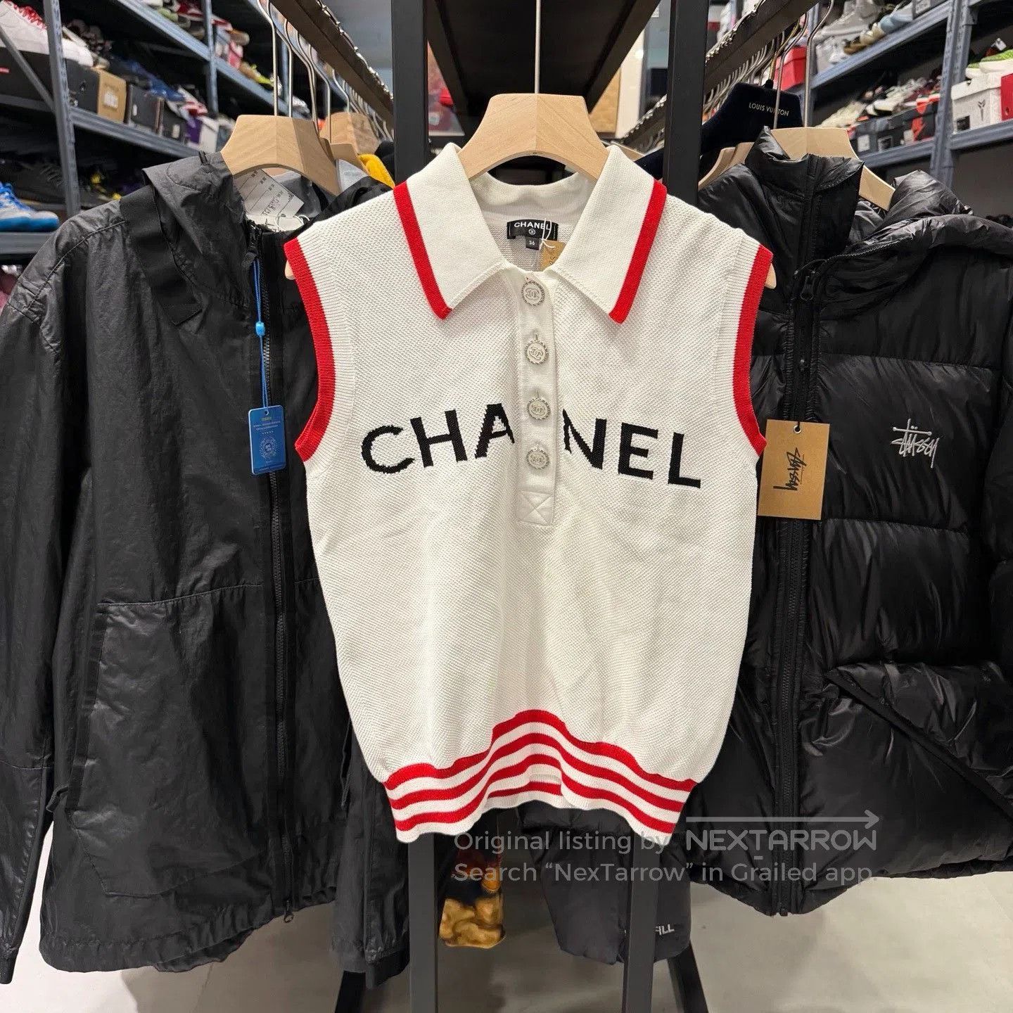 Chanel Chanel Beach Collection Red White Knit Polo. Size XS / US 0-2 / IT 36-38 - 1 Thumbnail