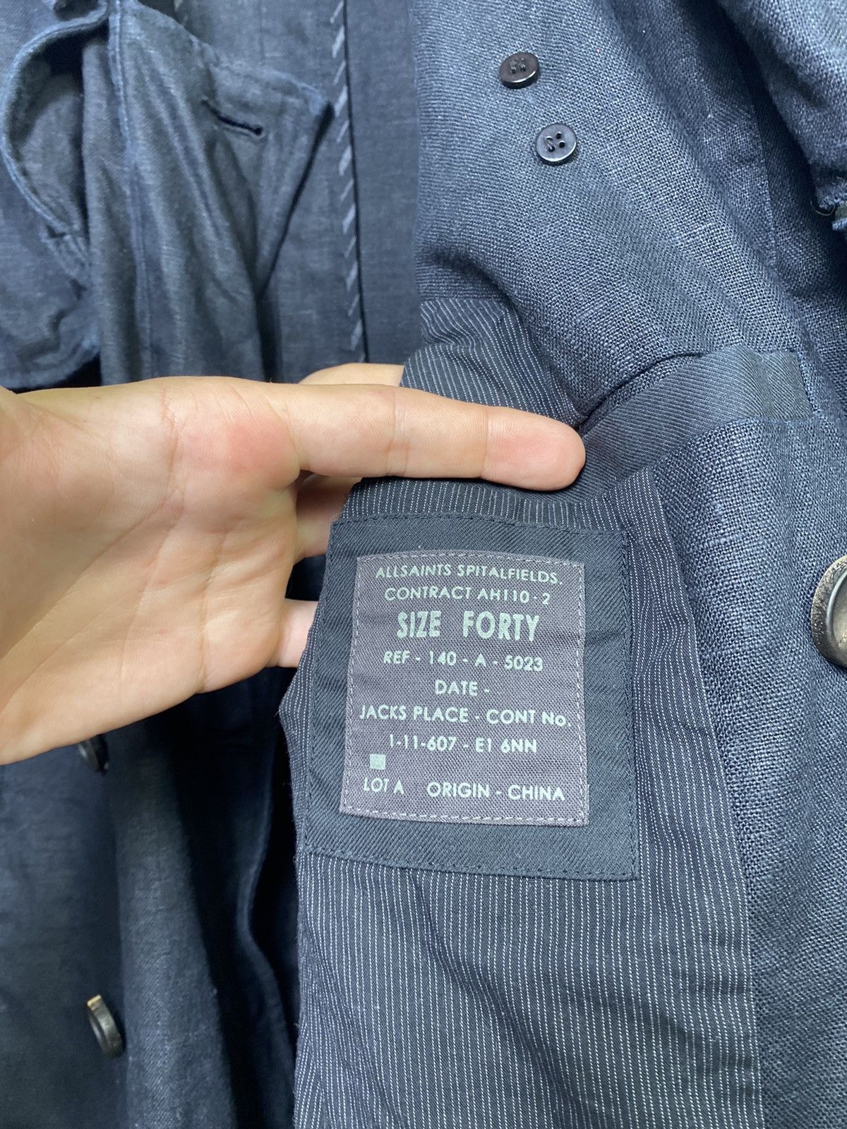 Allsaints Allsaints Spitalfields Double Breasted Linen Revenge Coat Size US M / EU 48-50 / 2 - 7 Thumbnail