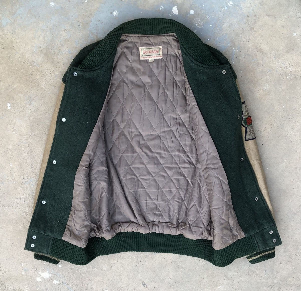 Japanese Brand Vintage at-ease Letterman Wool Leather Varsity Bomber Jacket Size US M / EU 48-50 / 2 - 13 Thumbnail