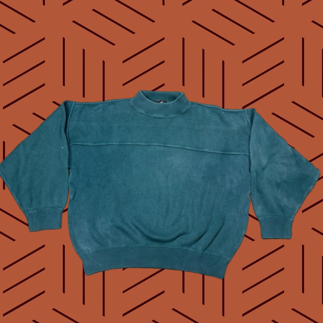 AQUA VINTAGE SPAGO Cotton Knit Sweater Aqua Blue 80s Retro Long Sleeve Women's Medium Size M / US 6-8 / IT 42-44 - 1 Thumbnail