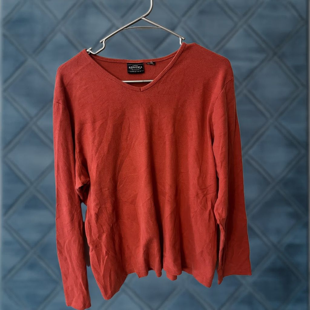 Vintage VINTAGE Sonoma Blank T-Shirt Mens Large Red Long Sleeve 90's Y2K Grunge Faded Size US L / EU 52-54 / 3 - 1 Thumbnail