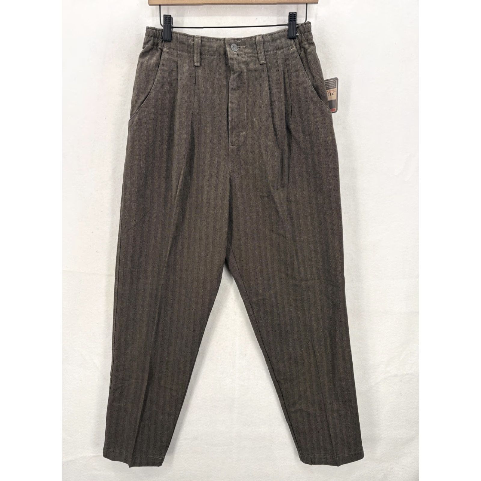 Lee Lee Pants Womens 10 Short Brown Herringbone Side Elastic Wrinkle Free Tapered Size 32" / US 10 / IT 46 - 2 Thumbnail