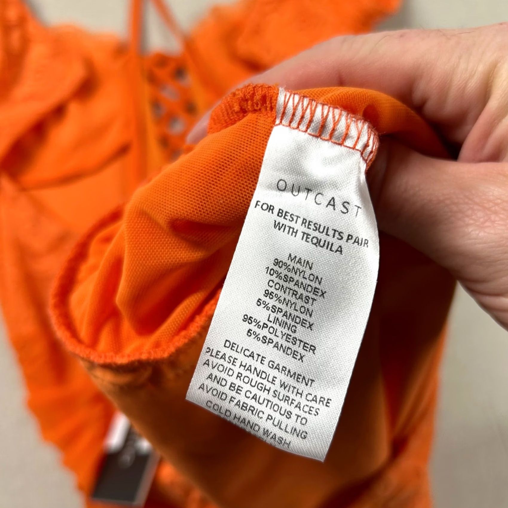 Vintage Outcast Dress Mini Jacquard Fitted Tiered Sexy Tie Club Miami Womens M Orange Size M / US 6-8 / IT 42-44 - 5 Thumbnail