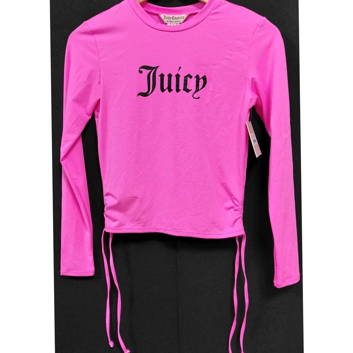 Juicy Couture Juicy Couture Pink Long Sleeve Top Solid Knit Women S Blouse Crew Neck Pullover Stretch Casual Front Logo Printed Quick Ship NWT Size S / US 4 / IT 40 - 2 Thumbnail