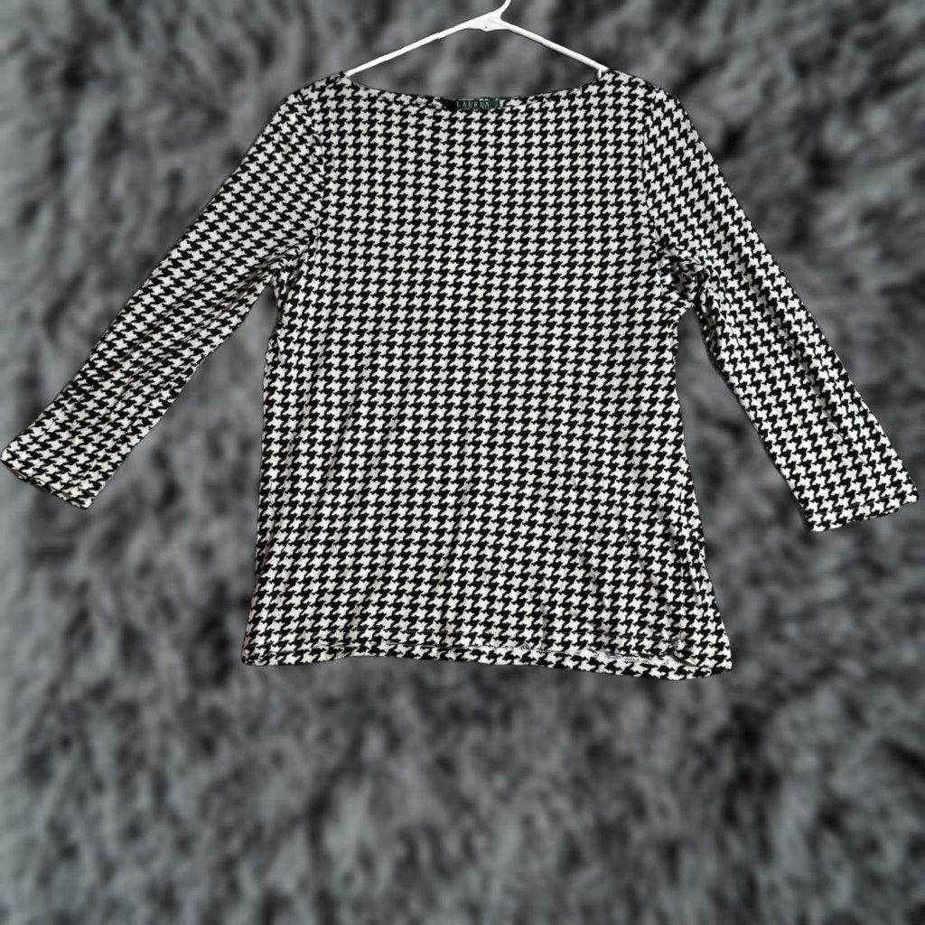 Ralph Lauren Lauren Ralph Lauren Top Women XL Parisian Chic Dark Academia Office Elegant Blouse Multicolor Boat Neck Long Sleeve Casual Sleeve Viscose Regular Size XL / US 12-14 / IT 48-50 - 1 Thumbnail