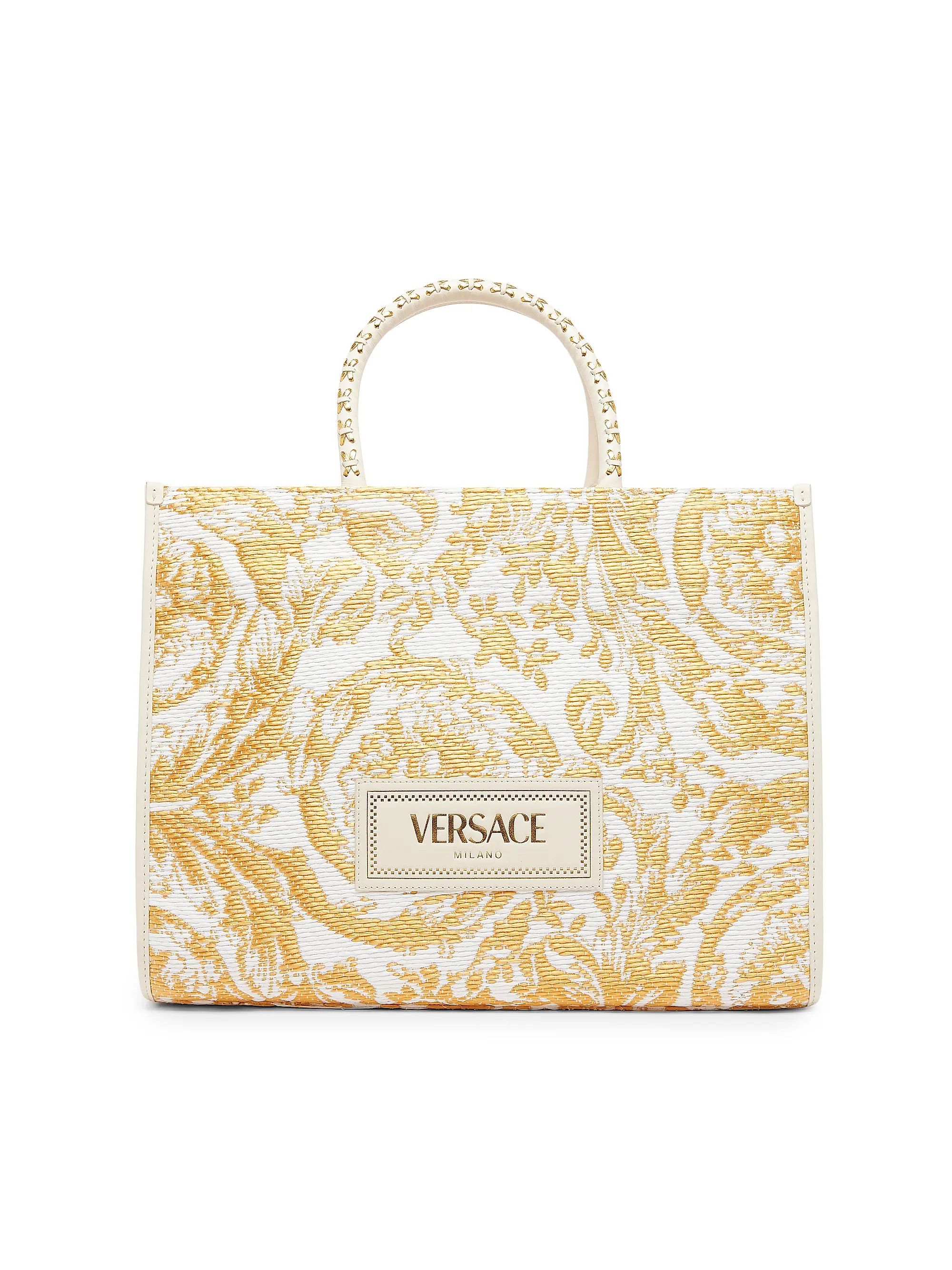 Versace os11x0126 Size: OS / Large Athena Jacquard Raffia Tote Bag Size ONE SIZE - 1 Thumbnail