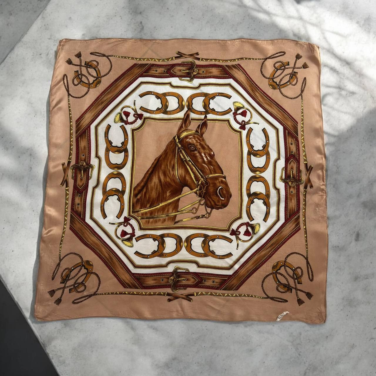 Vintage Italian Vintage Horse Head Luxury Silk Scarf (Hemes Style) Size ONE SIZE - 1 Thumbnail