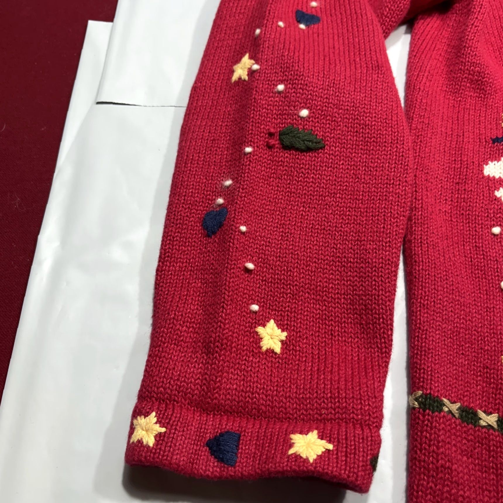 Quacker Factory VINTAGE Quacker Factory Red ANGELS CHRISTMAS Knit Cardigan Button Sweater Womens Lg Size L / US 10 / IT 46 - 3 Thumbnail