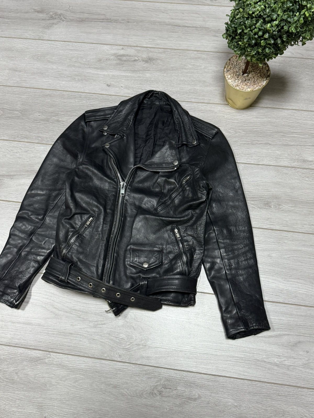 Genuine Leather Leather biker jacket vintage, zip up Size XS / US 0-2 / IT 36-38 - 4 Thumbnail