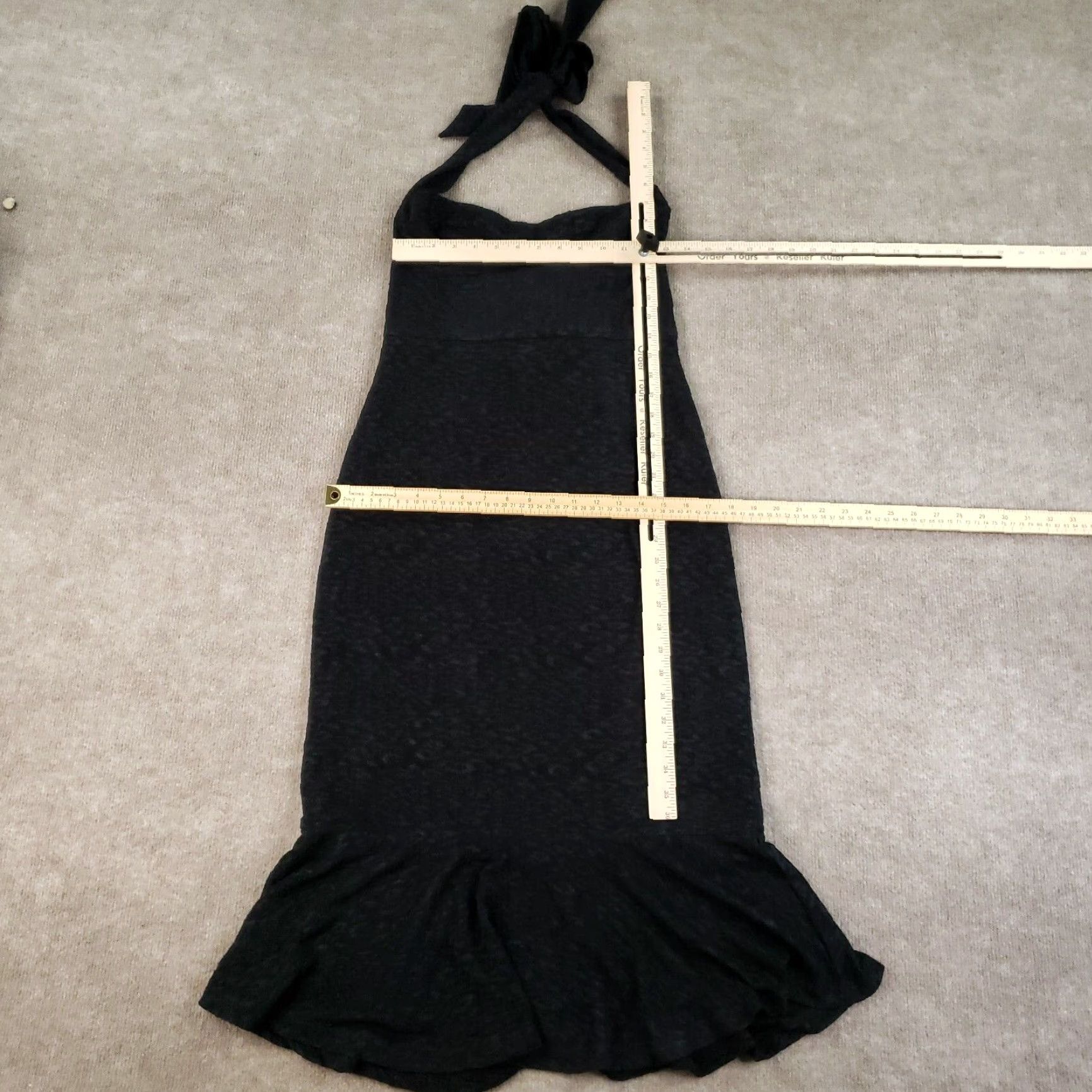 Anthropologie ANTHROPOLOGIE Black Bodycon Midi Dress Womens Medium Stretch Halter Corset Size M / US 6-8 / IT 42-44 - 2 Thumbnail