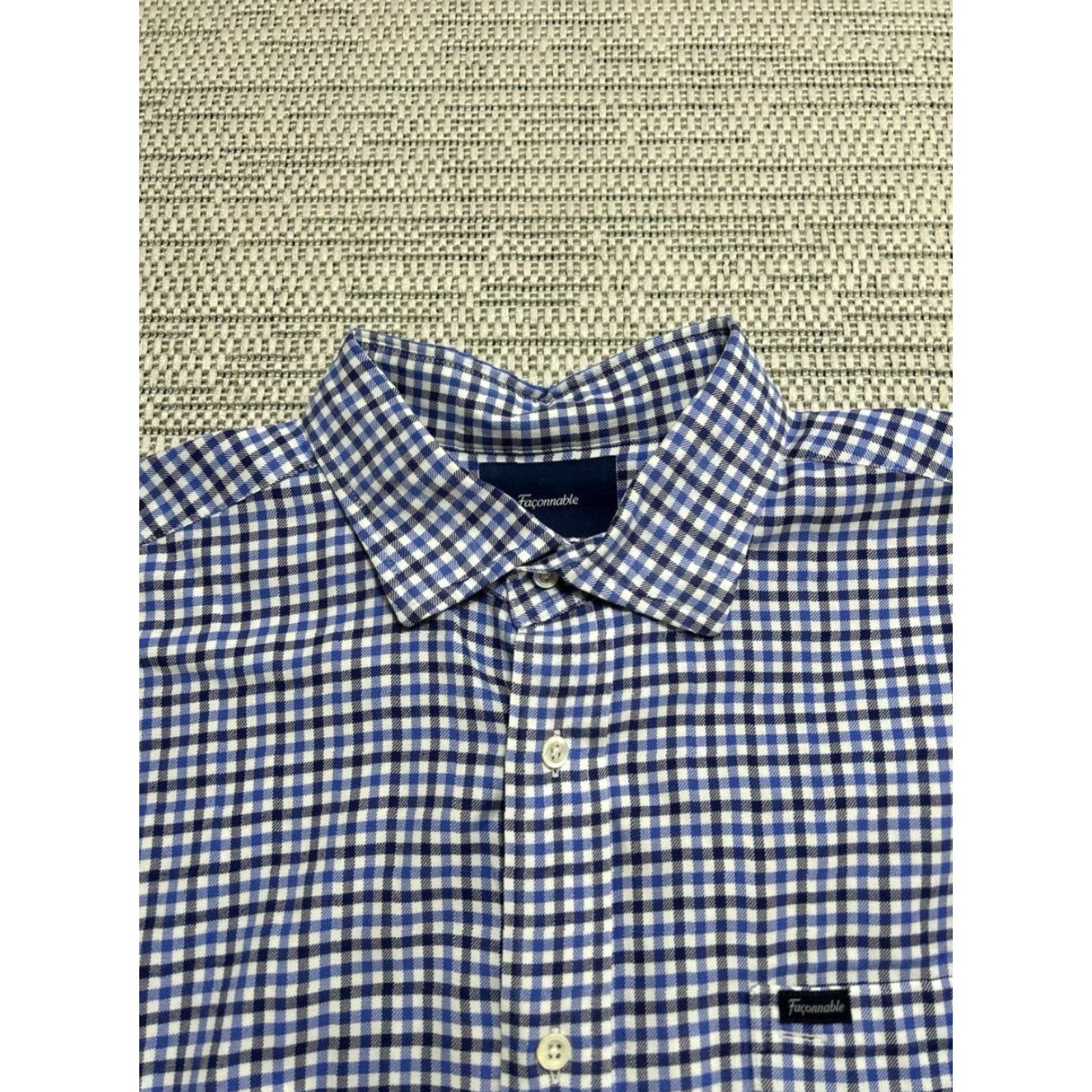 Faconnable VINTAGE Faconnable Classique Deauville Shirt Mens XL Blue Cotton Gingham Check Button Up Size US XL / EU 56 / 4 - 3 Thumbnail