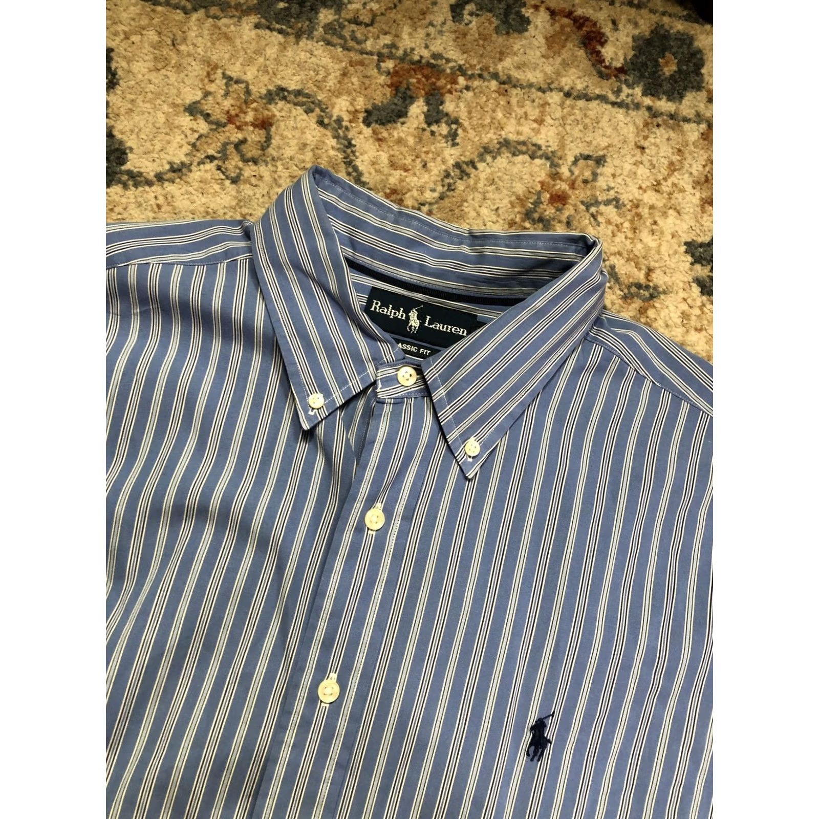 Ralph Lauren Ralph Lauren Shirt Mens XL Blue Stripe Classic Fit Long Sleeve Button Down Size US XL / EU 56 / 4 - 6 Thumbnail