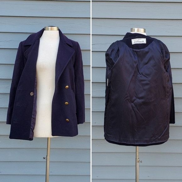 Mackintosh × Vintage Vintage 80s Union Made Mackintosh Navy Blue Wool Cropped Tre Size M / US 6-8 / IT 42-44 - 3 Thumbnail