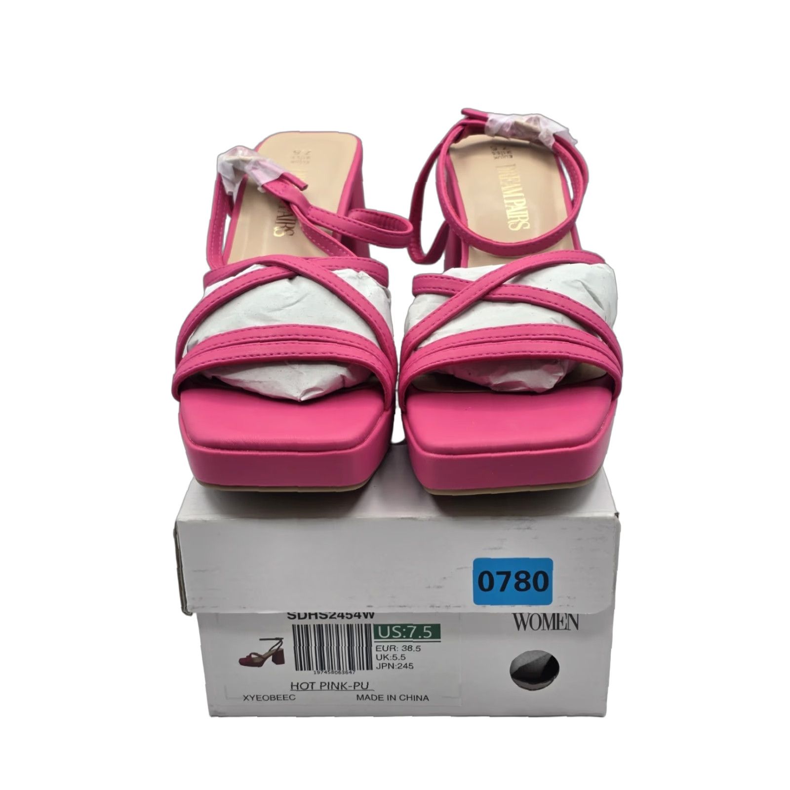 Pinko Dream Pairs Sandal Women’s Platform Chunky Heeled Sandal - Hot Pink - Size 7.5 - Strappy Ankle Strap - Pink - Women - NIB Size US 8 / IT 38 - 1 Thumbnail