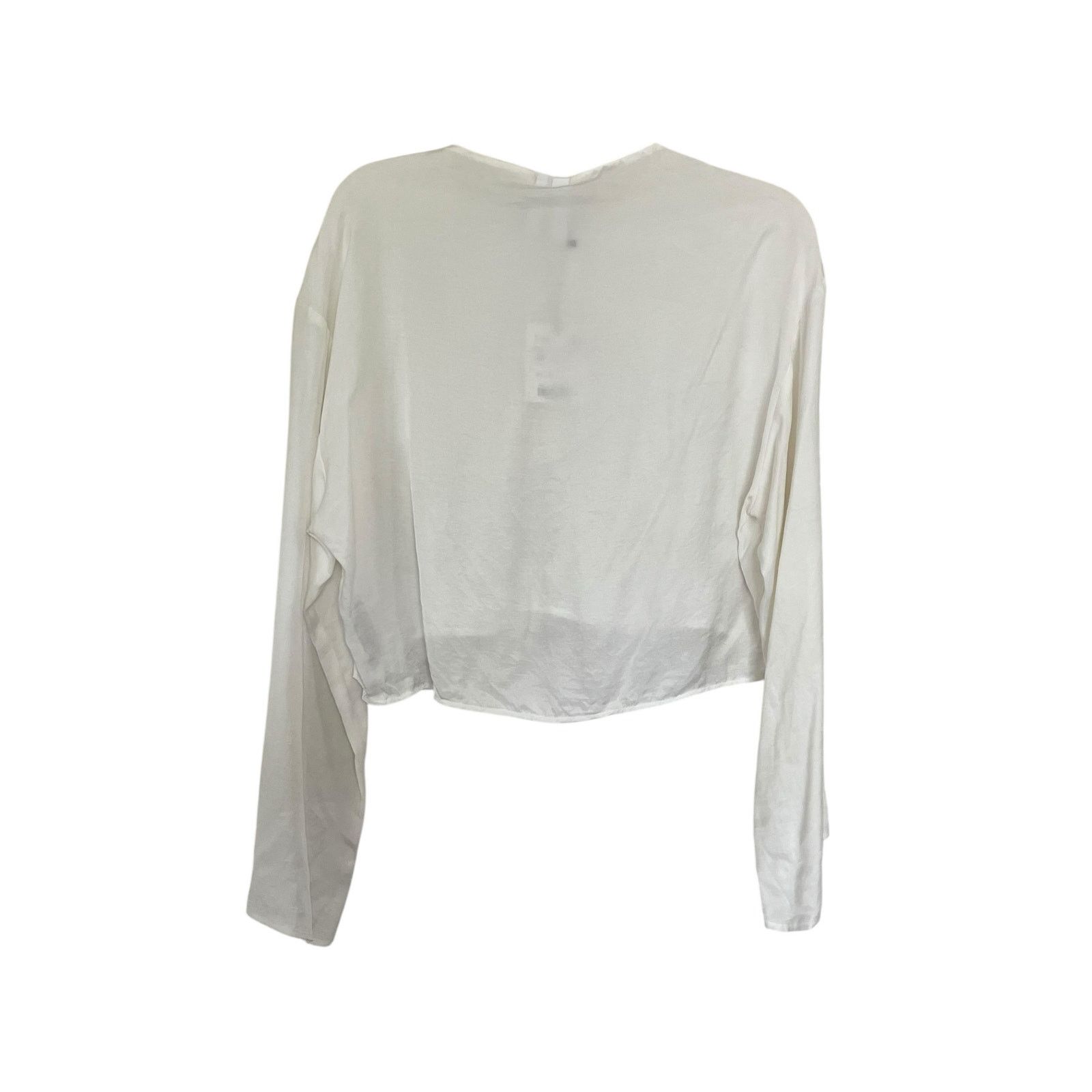 Zara Zara Ecru Boxy Cropped Henley Button Wide Long Sleeve Blouse Size M / US 6-8 / IT 42-44 - 4 Thumbnail