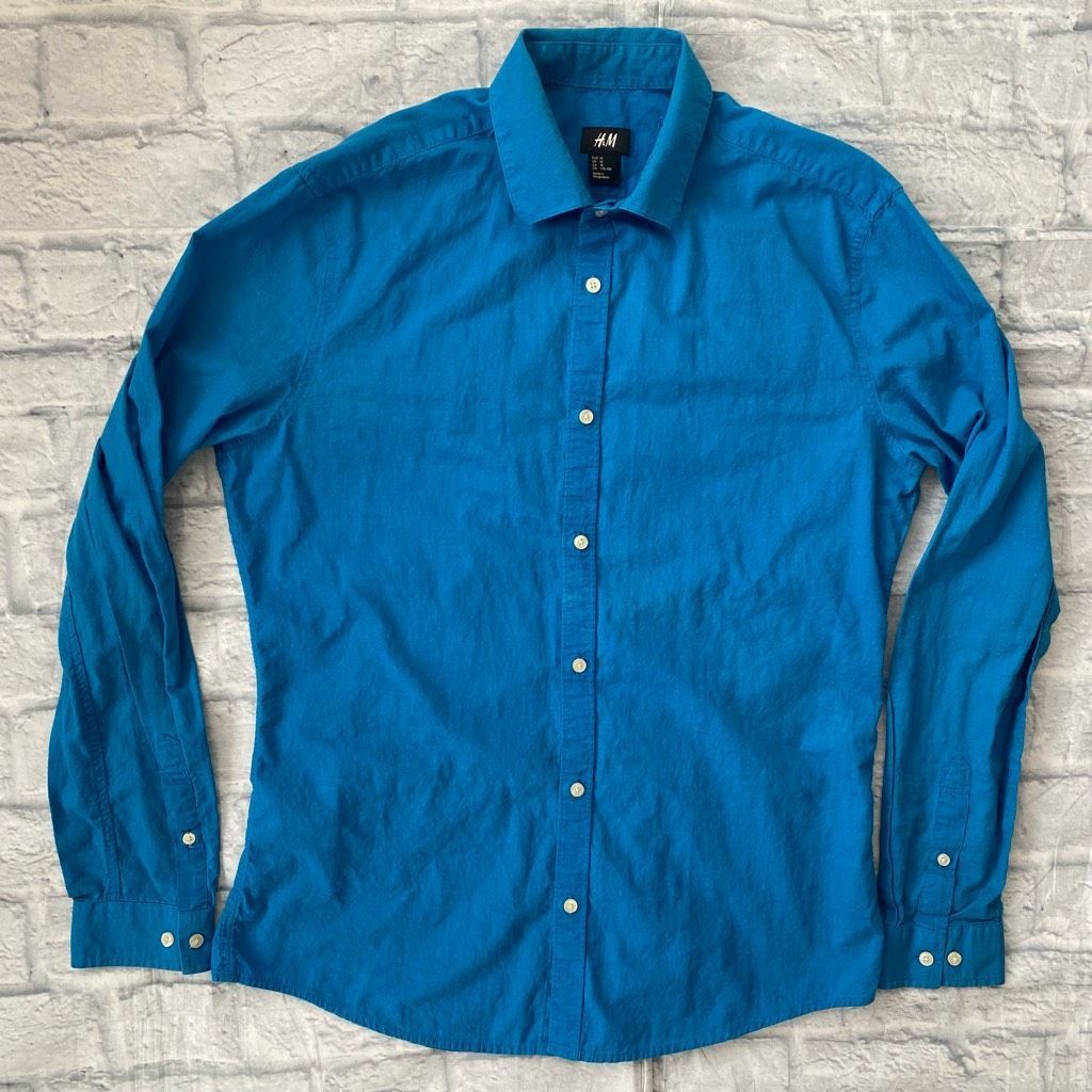 H&M H&M men M Longsleeve button down dress shirt blue Size US M / EU 48-50 / 2 - 1 Thumbnail
