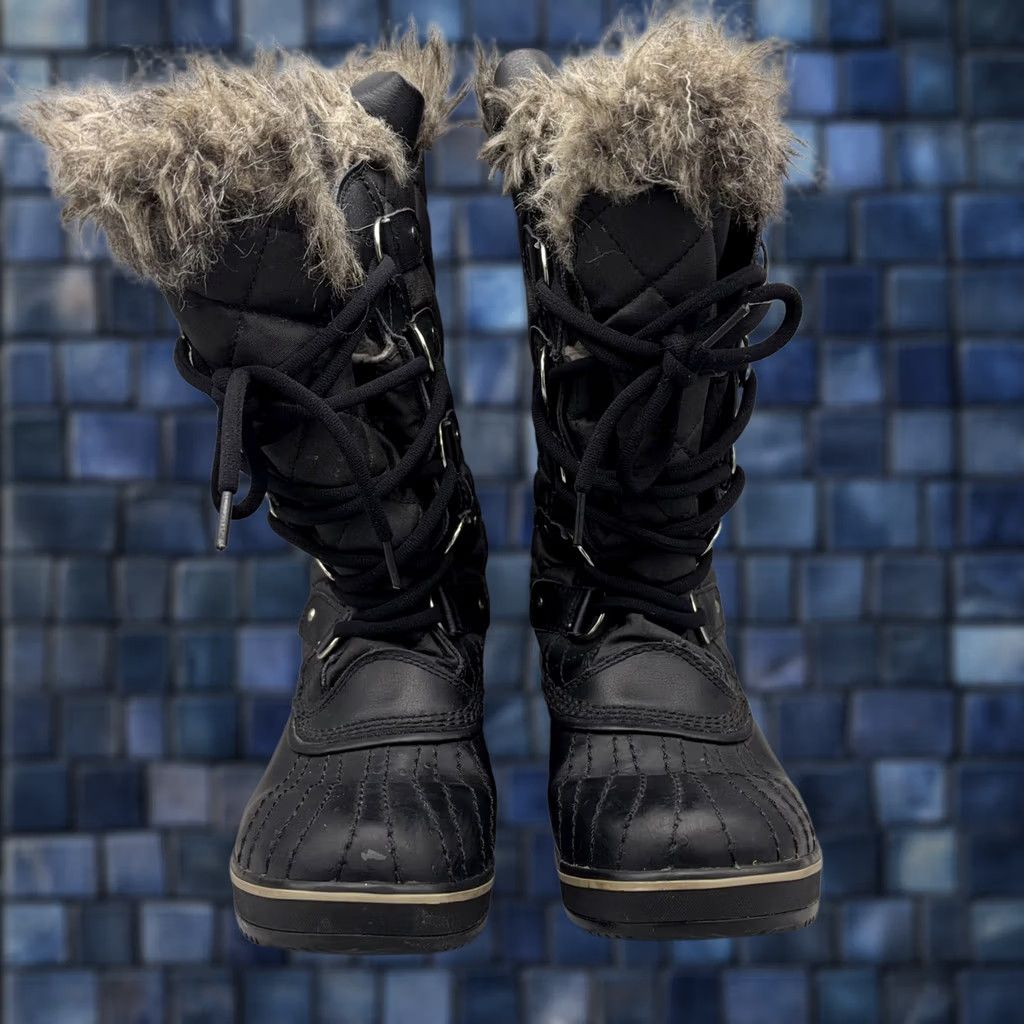 SOREL Sorel Boots Womens Size 7 Black Faux Fur Lace Up Winter Waterproof Snow Size US 5 / IT 35 - 1 Thumbnail