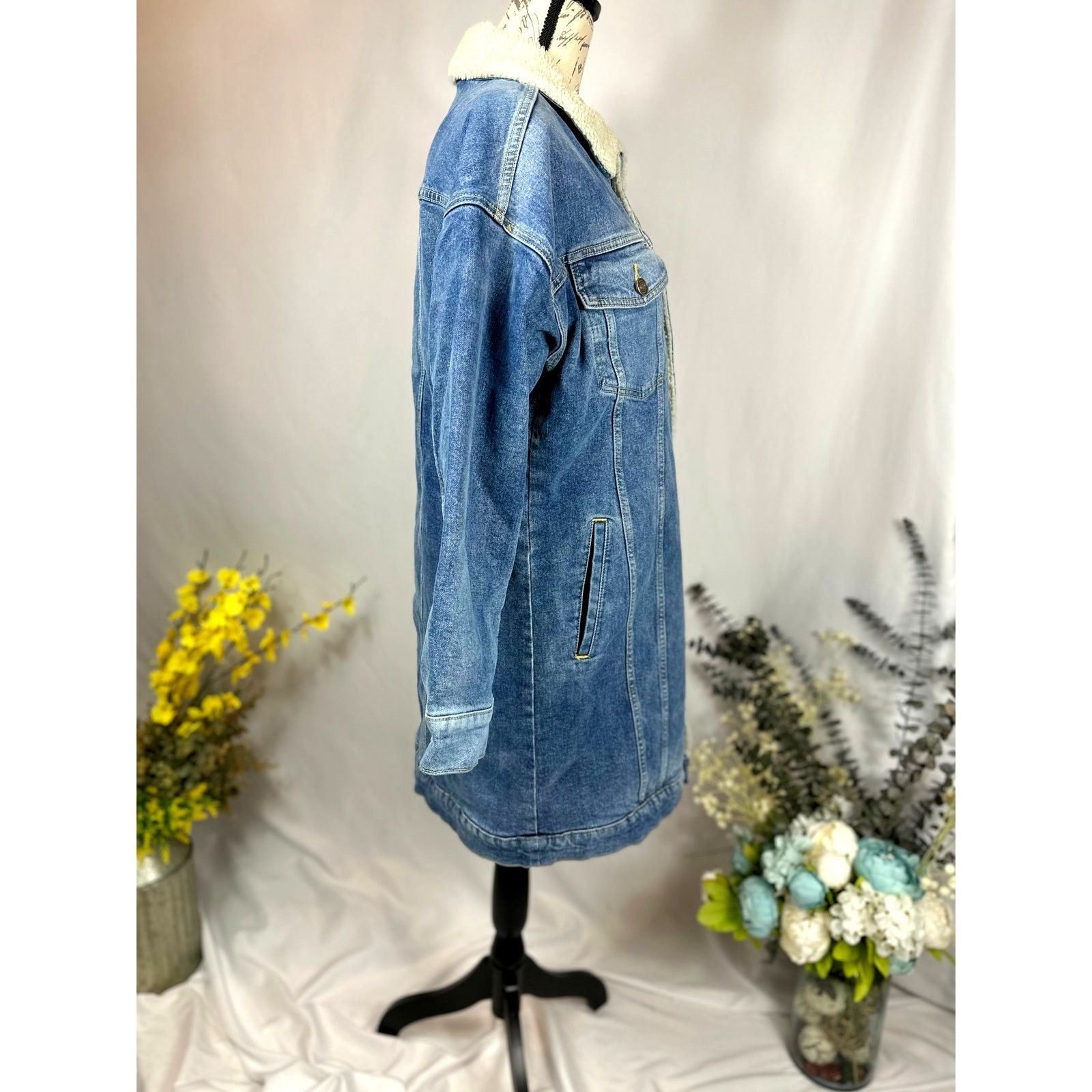 Other LNDN Landon Denim Sherpa Lined Jacket Medium Wash XS/S Size S / US 4 / IT 40 - 10 Thumbnail