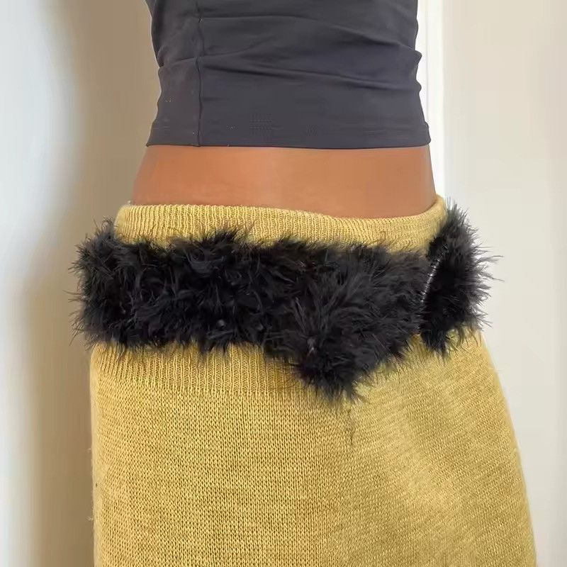 Japanese Brand × Leather Retro PU Leather Faux Fur Belt Size ONE SIZE - 2 Thumbnail