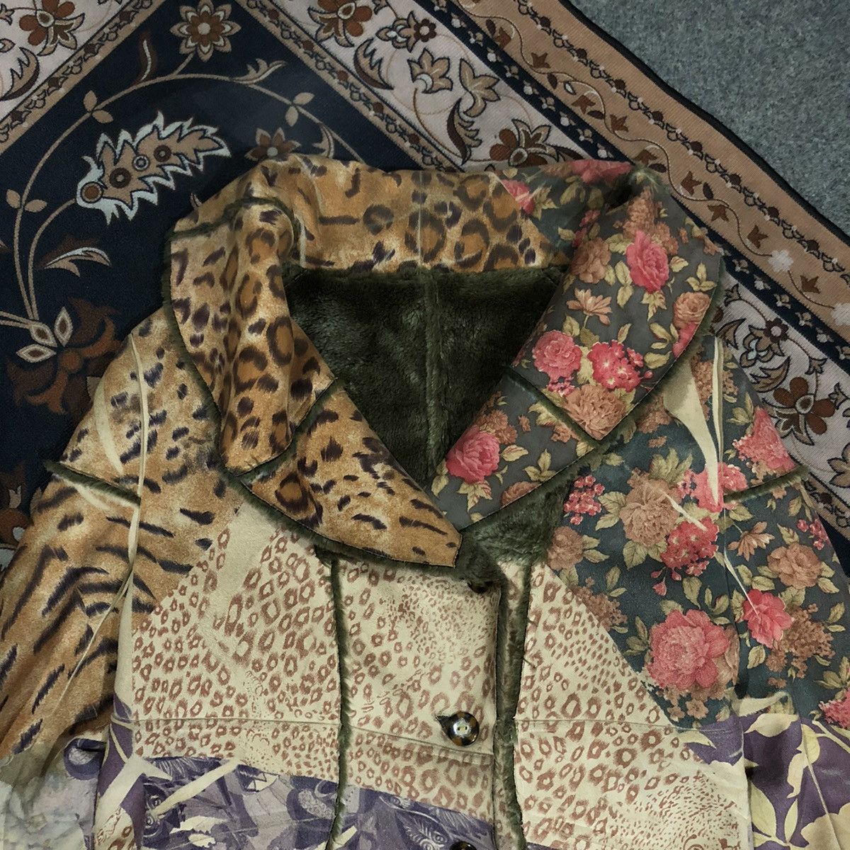 Japanese Brand Vintage Coat Pattern Lapis Suede Fur Bohemian Size L / US 10 / IT 46 - 2 Thumbnail
