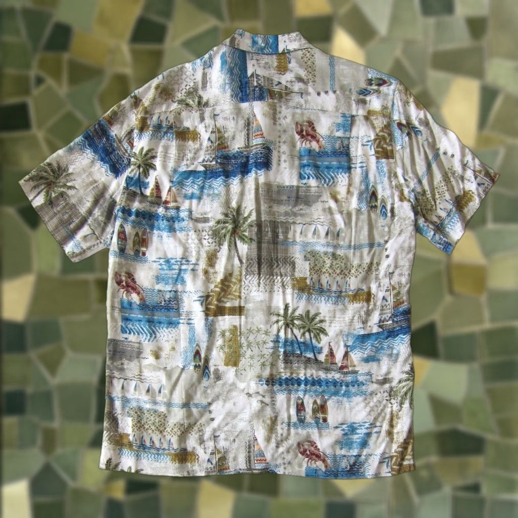 Vintage Campia Moda 100% Rayon Blue Pink Lobster Surf Floral Hawaiian Shirt Men Large Size US L / EU 52-54 / 3 - 1 Thumbnail