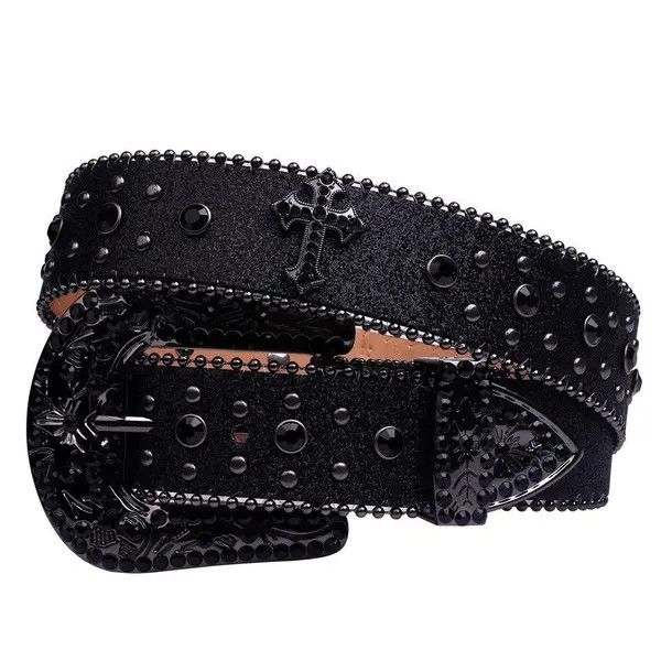 Japanese Brand Hazaki x Jinno Cowboy Cross Rhinestone belt Size ONE SIZE - 1 Thumbnail