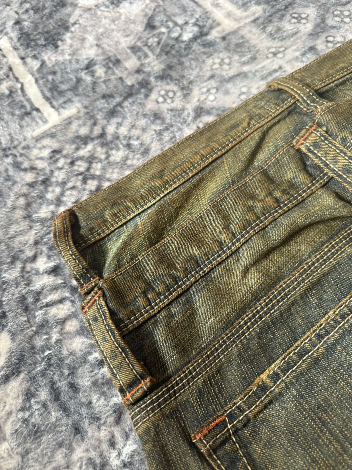 If Six Was Nine Edwin Japan Psychedelic Mud Wash Fade Double Waist Jeans Size US 30 / EU 46 - 18 Thumbnail