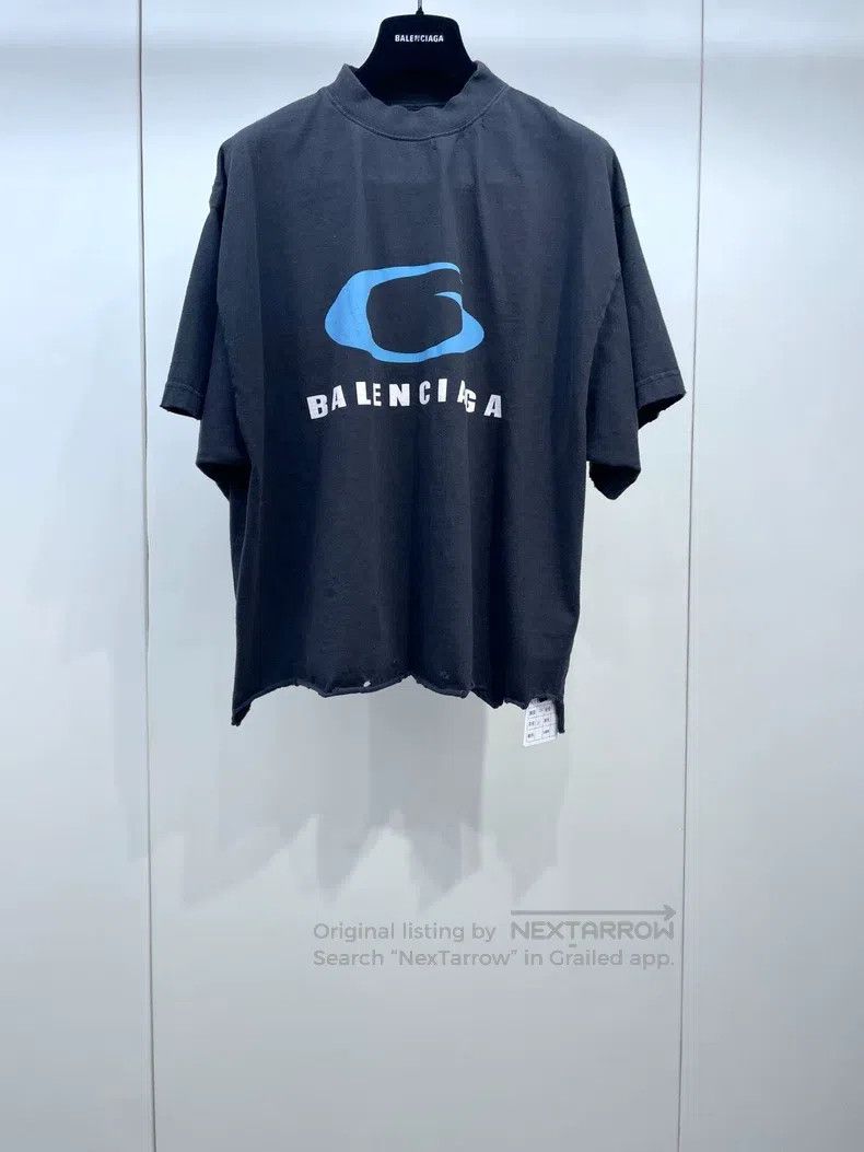 Balenciaga Balenciaga Bestseller Blue Ring Letter Short Sleeve T-Shir Size US S / EU 44-46 / 1 - 1 Thumbnail