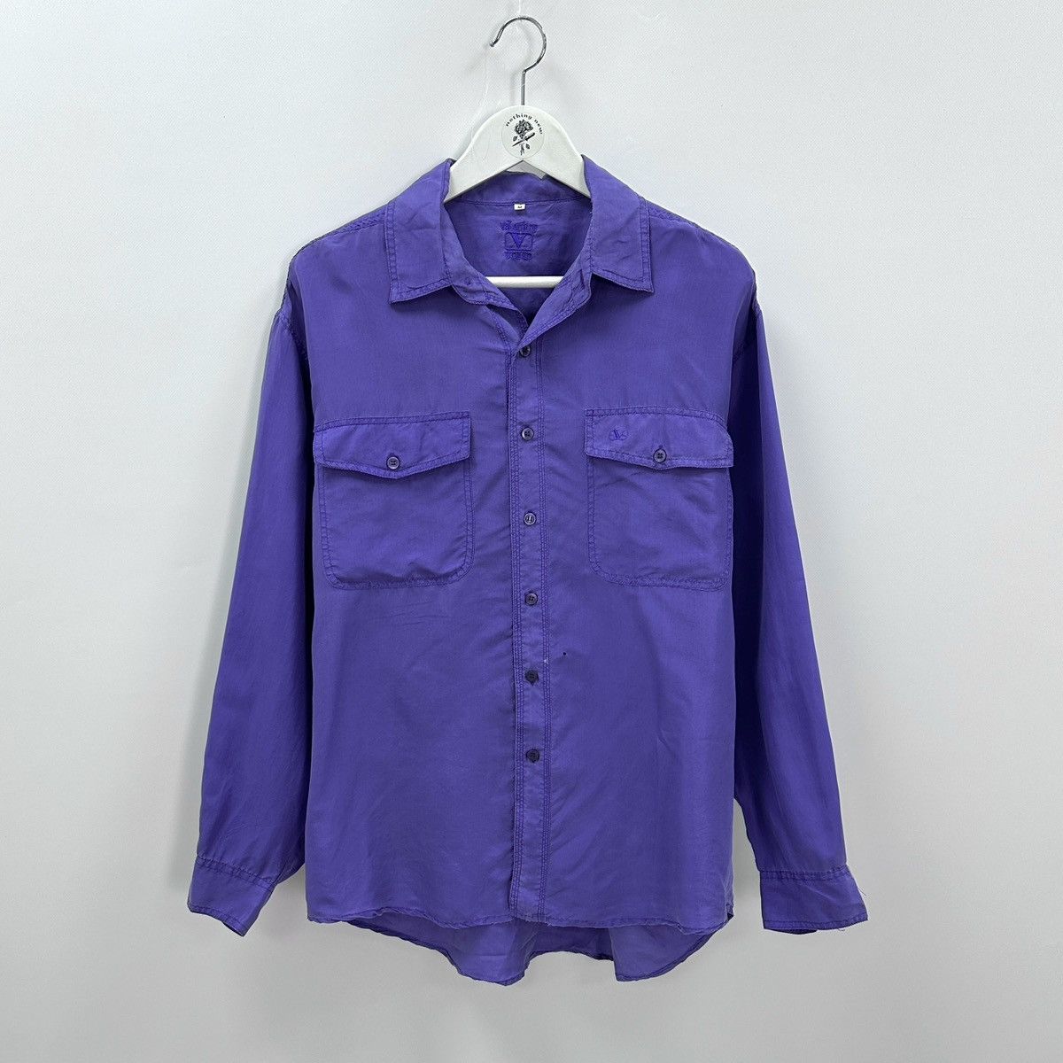 Valentino Vintage 80s Valentino Uomo Silk purple shirt og y2k Italy Size US M / EU 48-50 / 2 - 1 Thumbnail