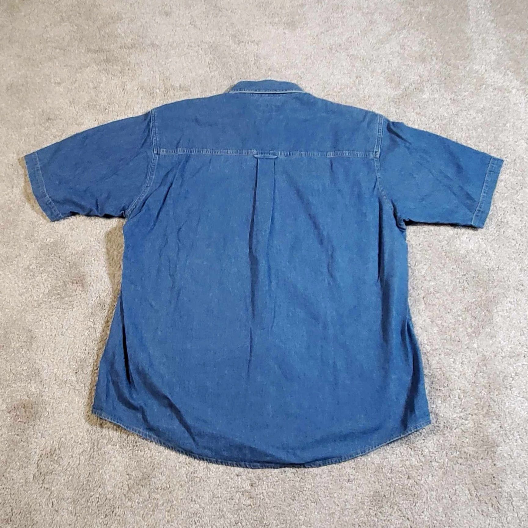 Vintage VINTAGE Three Rivers Denim Shirt Mens Large Blue Short Sleeve Shirt Size US L / EU 52-54 / 3 - 3 Thumbnail