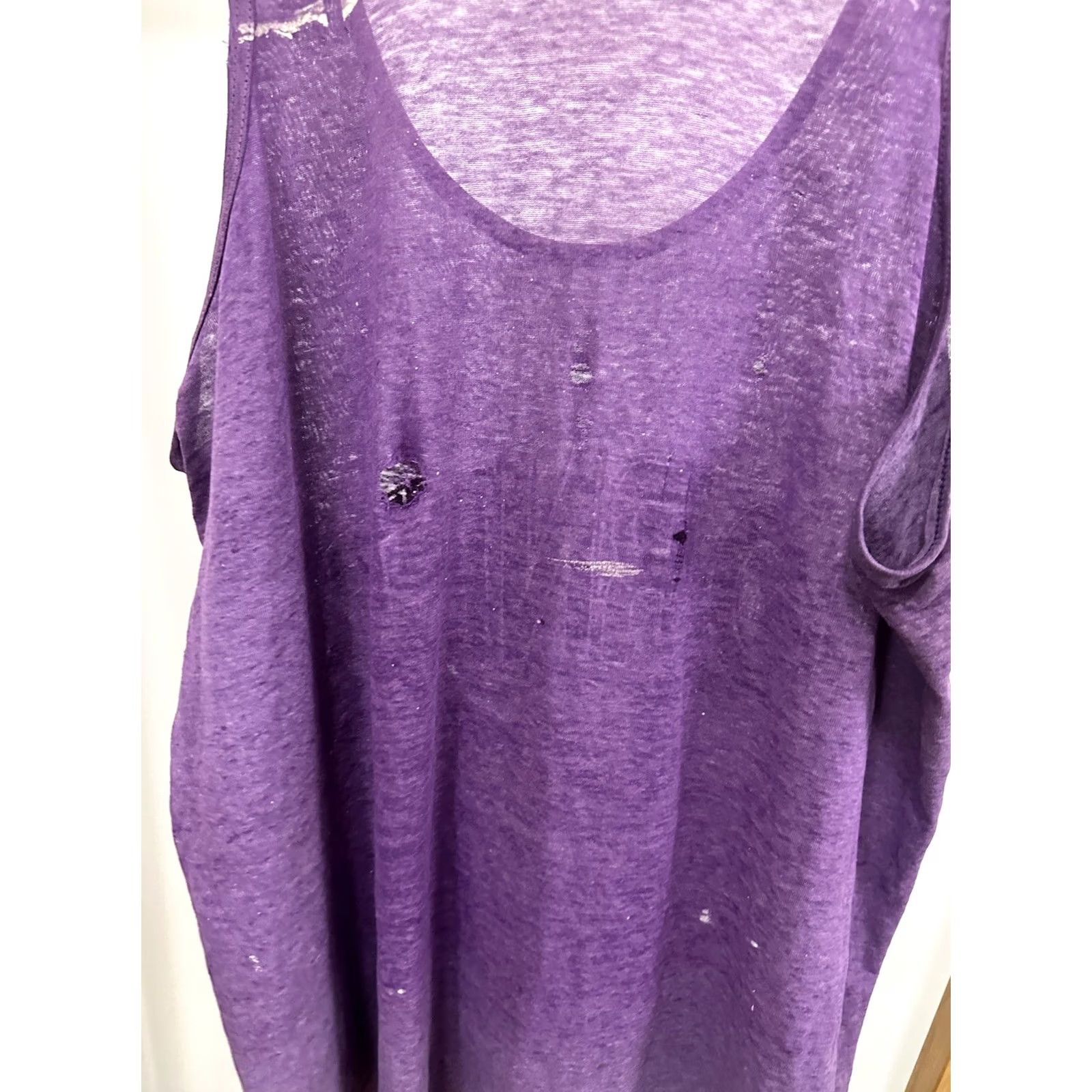 Vintage VTG 80s Charlotte Hornets Super Paper Thin Worn Burnout Purple Tank Top Shirt L Mens Purple Burnout Distressed NBA Hornets 80s VTG Rare Size US L / EU 52-54 / 3 - 5 Thumbnail