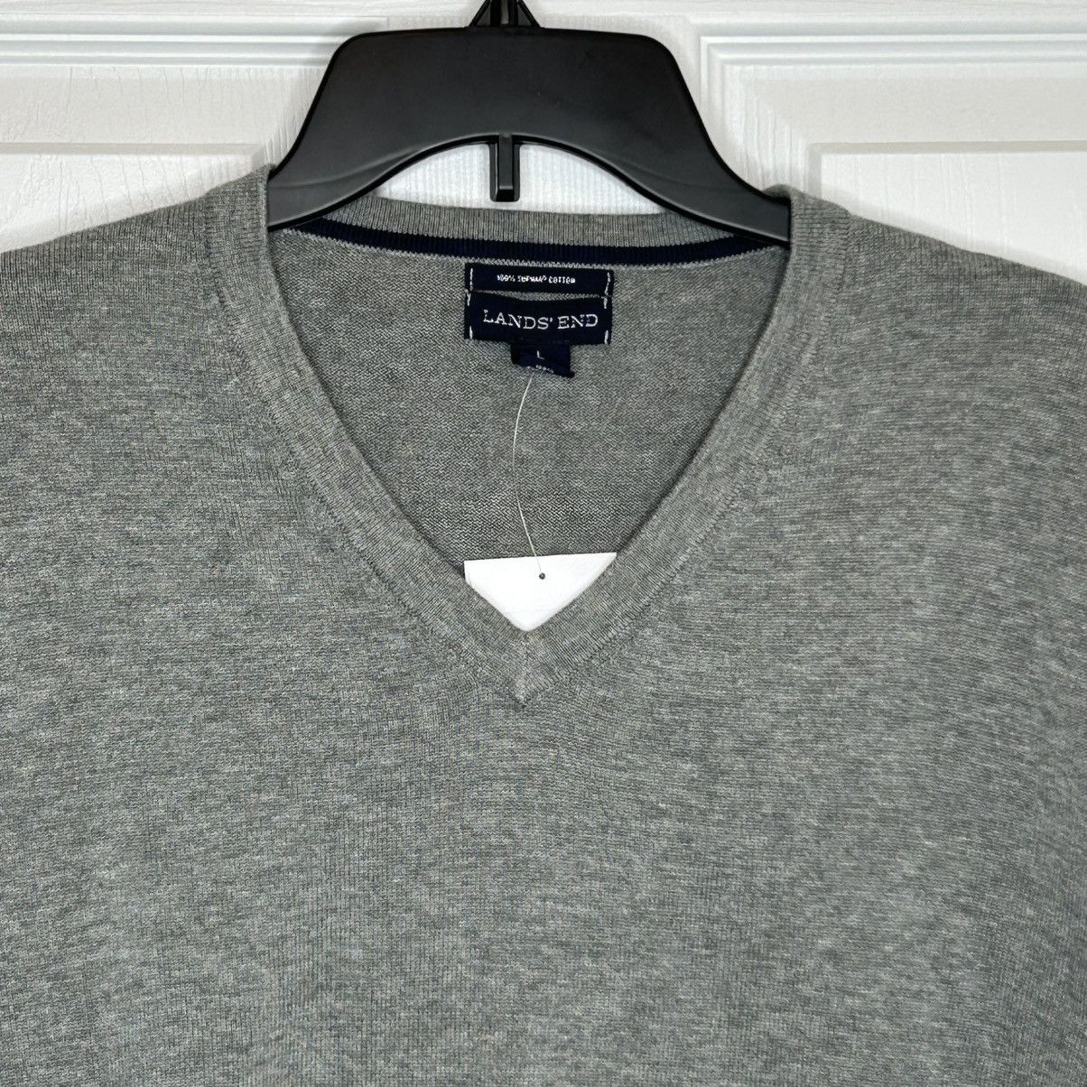 Lands' End Lands End Grey Supima V-Neck Sweater Size L Size US L / EU 52-54 / 3 - 3 Thumbnail