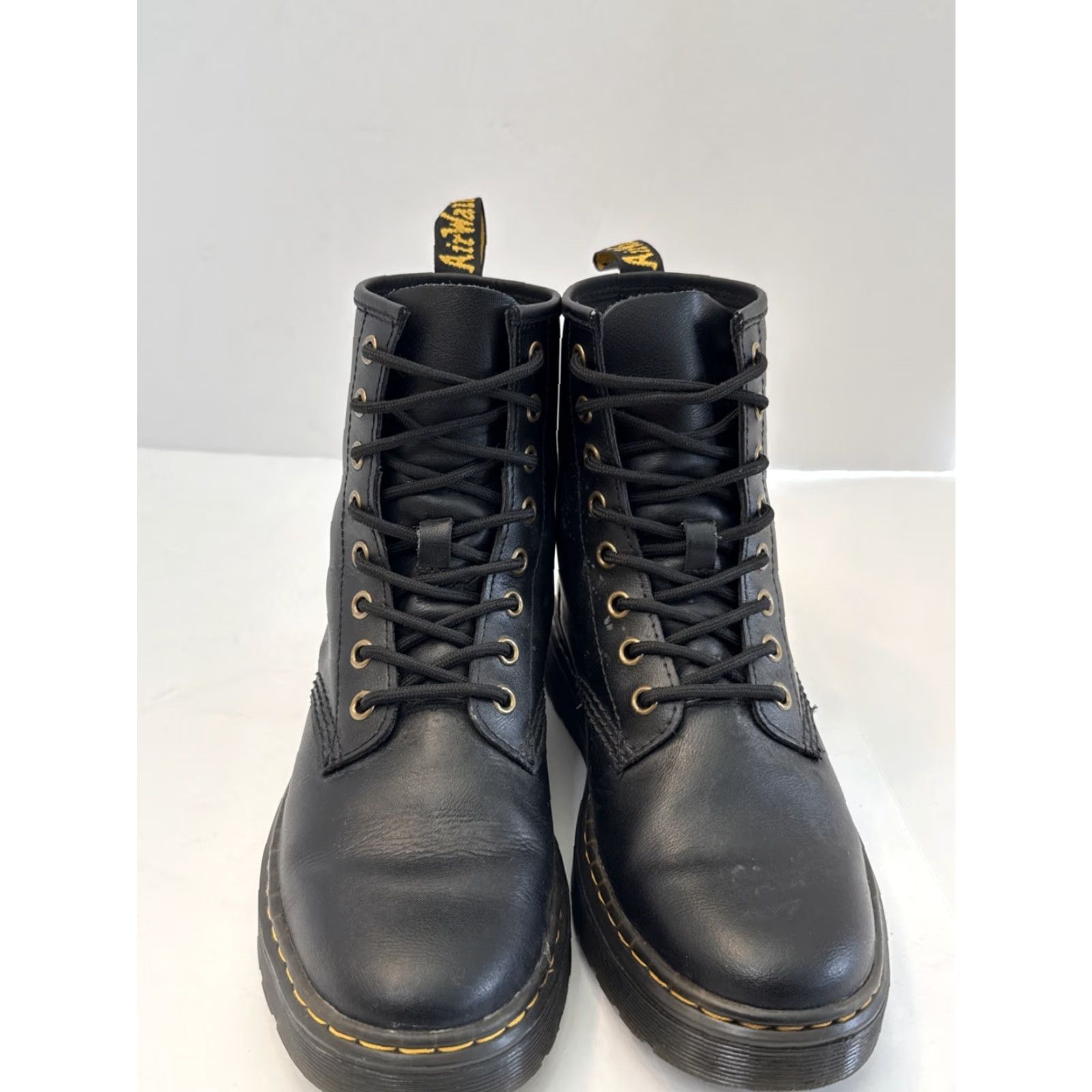 Dr. Martens Dr. Martens Zavala Combat Boots Women Black Leather Lace Up Flat Heel Rubber Outsole Casual Travel Size US 5 / IT 35 - 6 Thumbnail