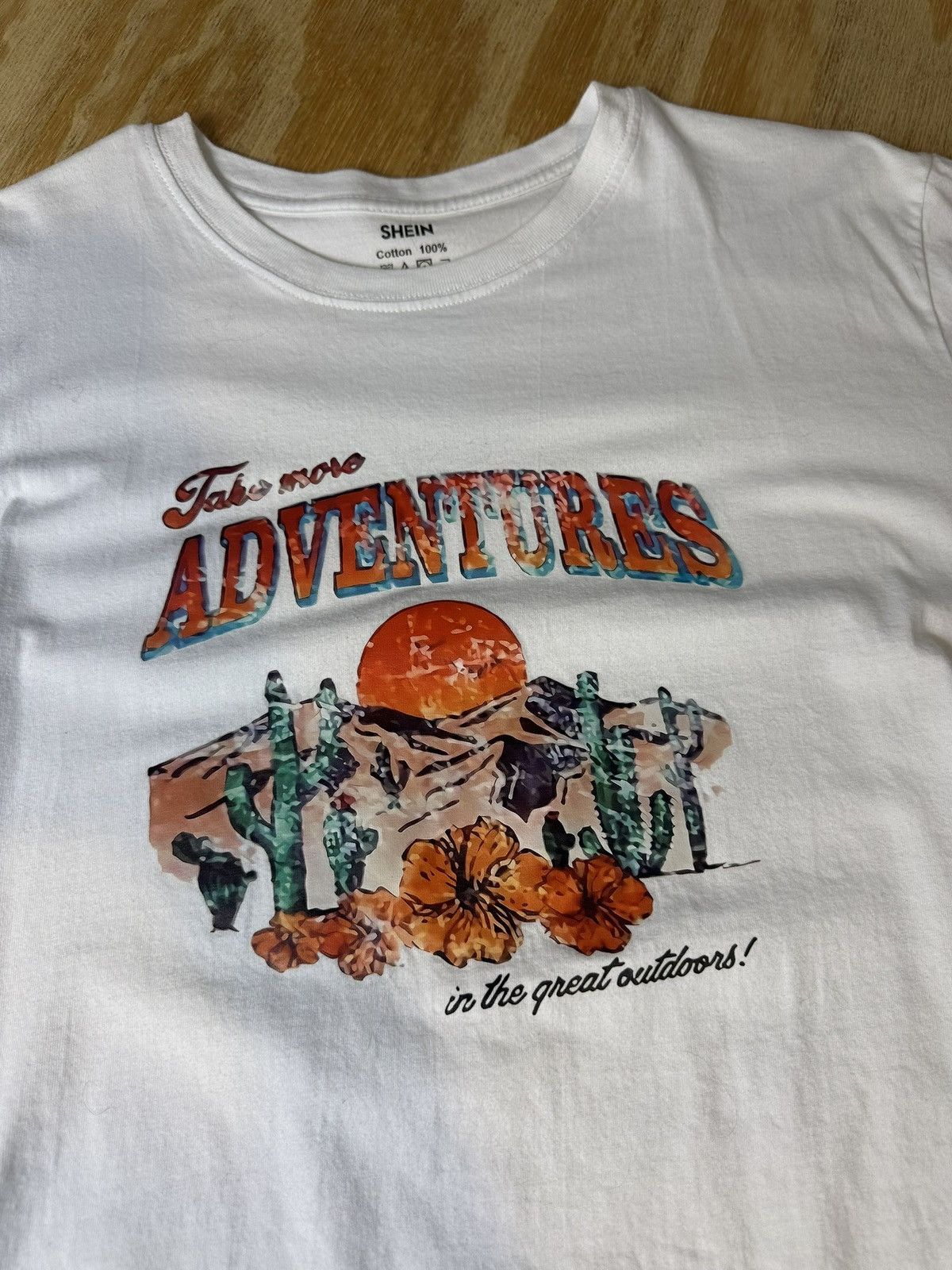 Designer × Vintage Take More Adventures T-Shirt Desert Graphic Tee White Cotton Size US M / EU 48-50 / 2 - 2 Thumbnail