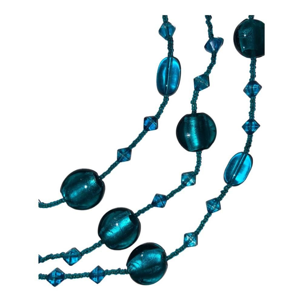 Designer Turquoise Triple Strand Beaded Necklace Size ONE SIZE - 2 Thumbnail