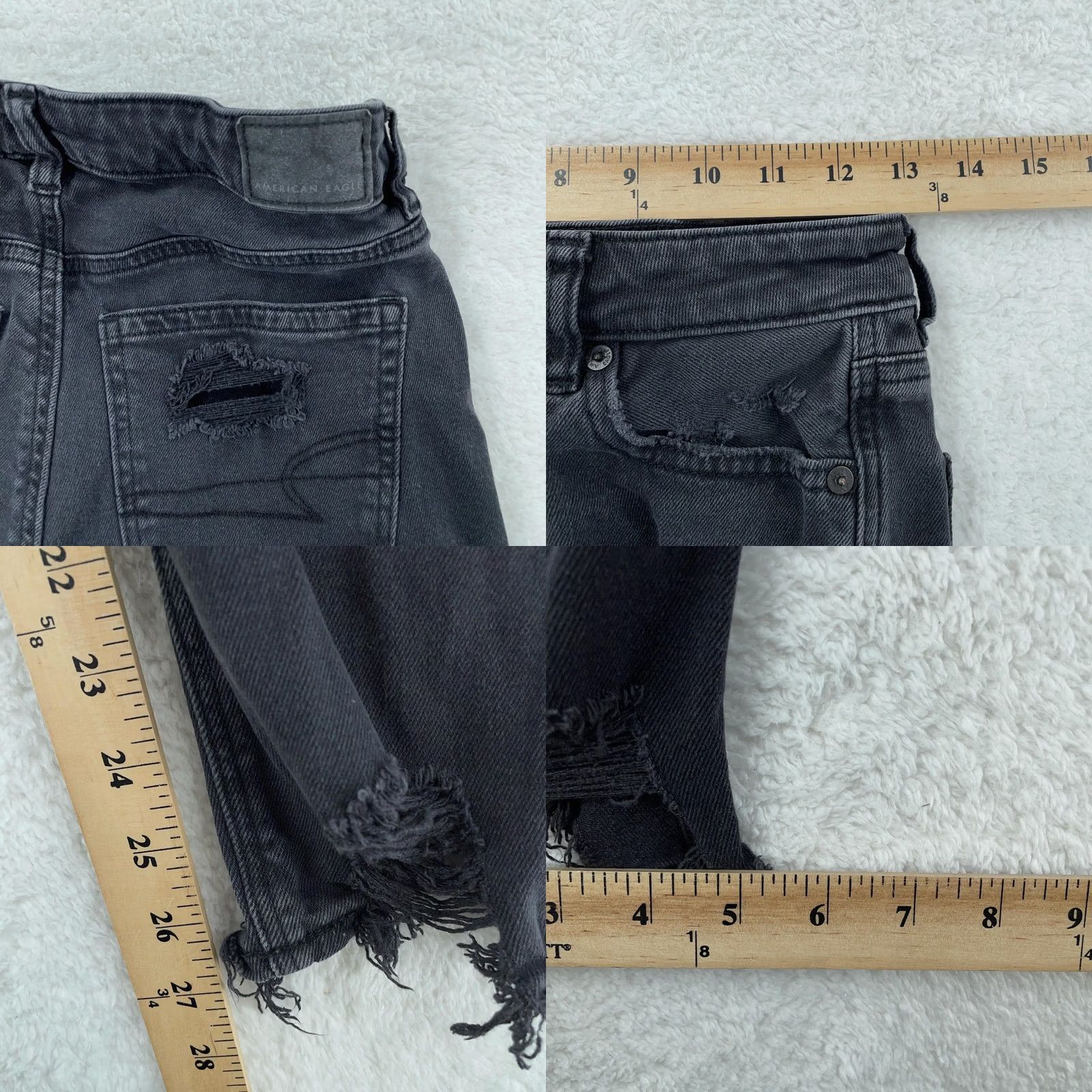American Eagle Outfitters VINTAGE American Eagle Jeans Womens 2 Gray Distressed Skinny High Rise 27in Inseam Button Pocket Slim Stretch Denim Trouser Size 26" / US 2 / IT 38 - 8 Thumbnail