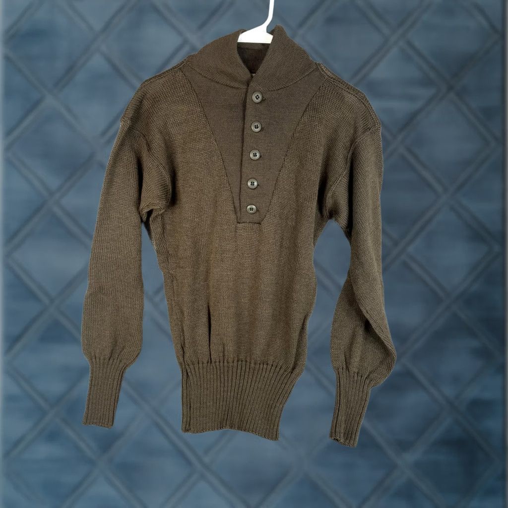 Vintage VINTAGE US MILITARY SWEATER Mens Medium Wool 5 Button Pullover OD Olive Drab Henley 80s Mens Vintage Cotton? Size US M / EU 48-50 / 2 - 1 Thumbnail