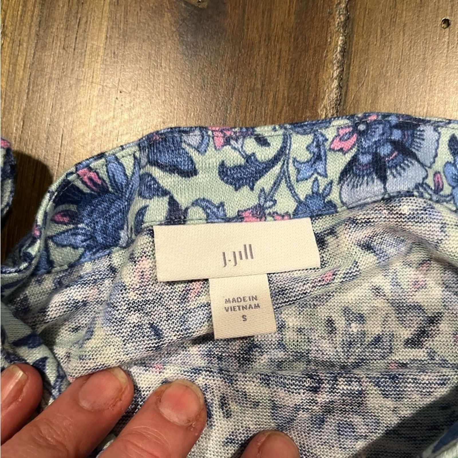 Vintage J. Jill 100% Linen Floral Side Button Top Blue Pink Small Size S / US 4 / IT 40 - 2 Thumbnail
