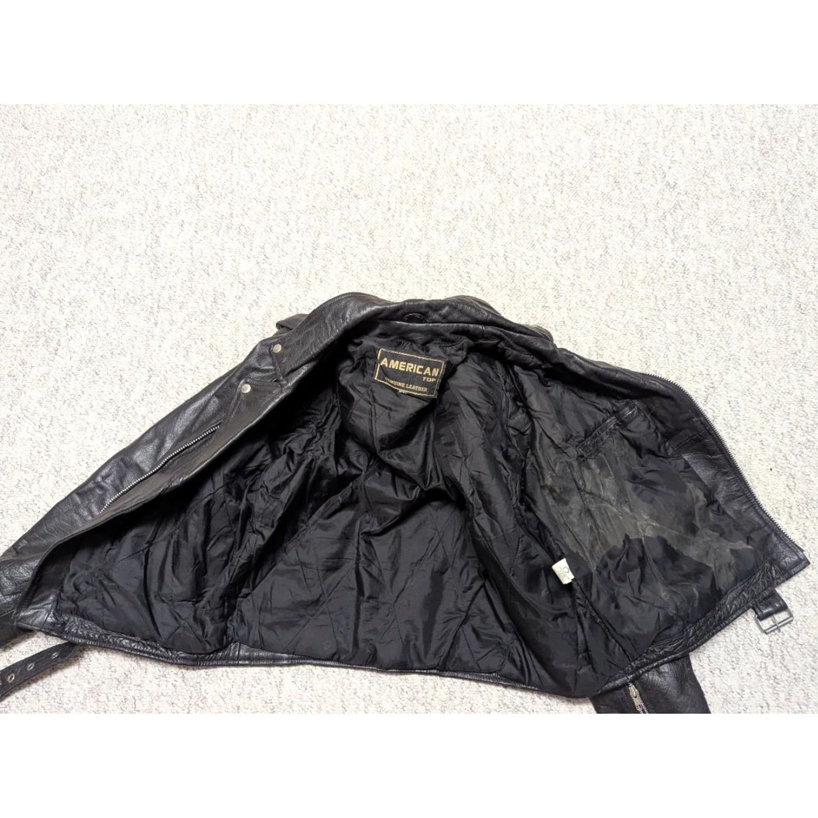 Vintage VINTAGE motorcycle jacket leather 44 black Mens L Biker Punk Harley cowhide leather jacket Size US L / EU 52-54 / 3 - 6 Thumbnail