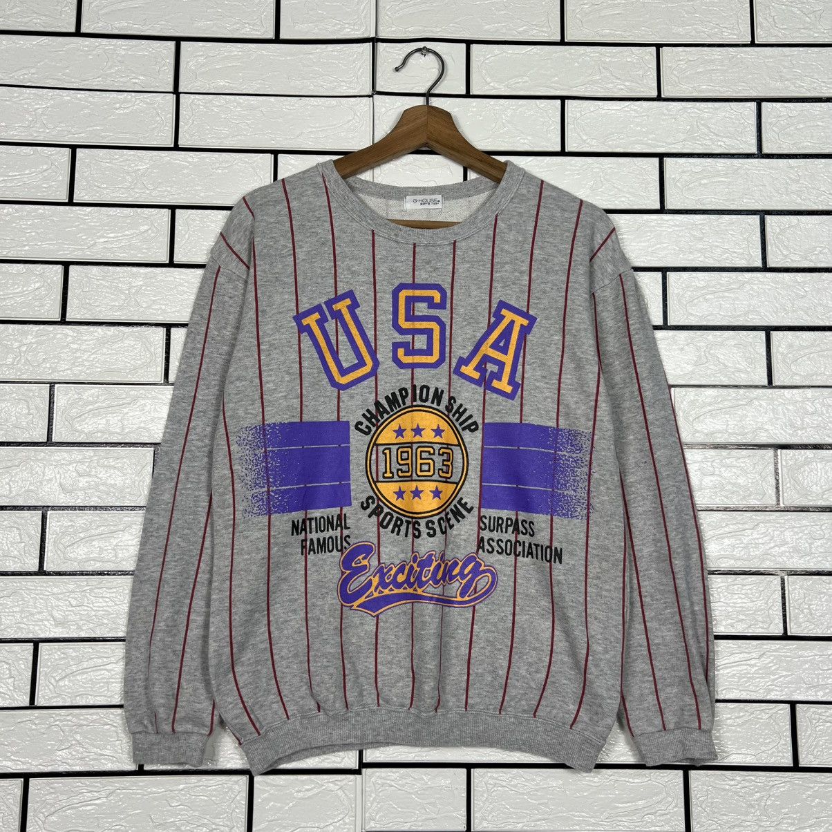 Japanese Brand USA CHAMPION SHIP SPORTS SCENE STRIPED SWEATSHIRT #3954-C180 Size US S / EU 44-46 / 1 - 1 Thumbnail