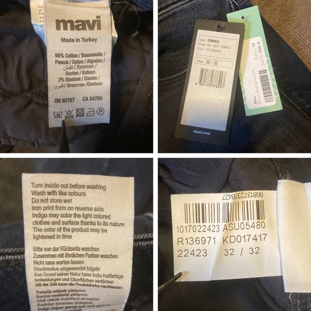 Mavi NEW Mavi Emma Boyfriend Jeans 32 Ink Used Tribeca 2010s Size 33" - 16 Thumbnail